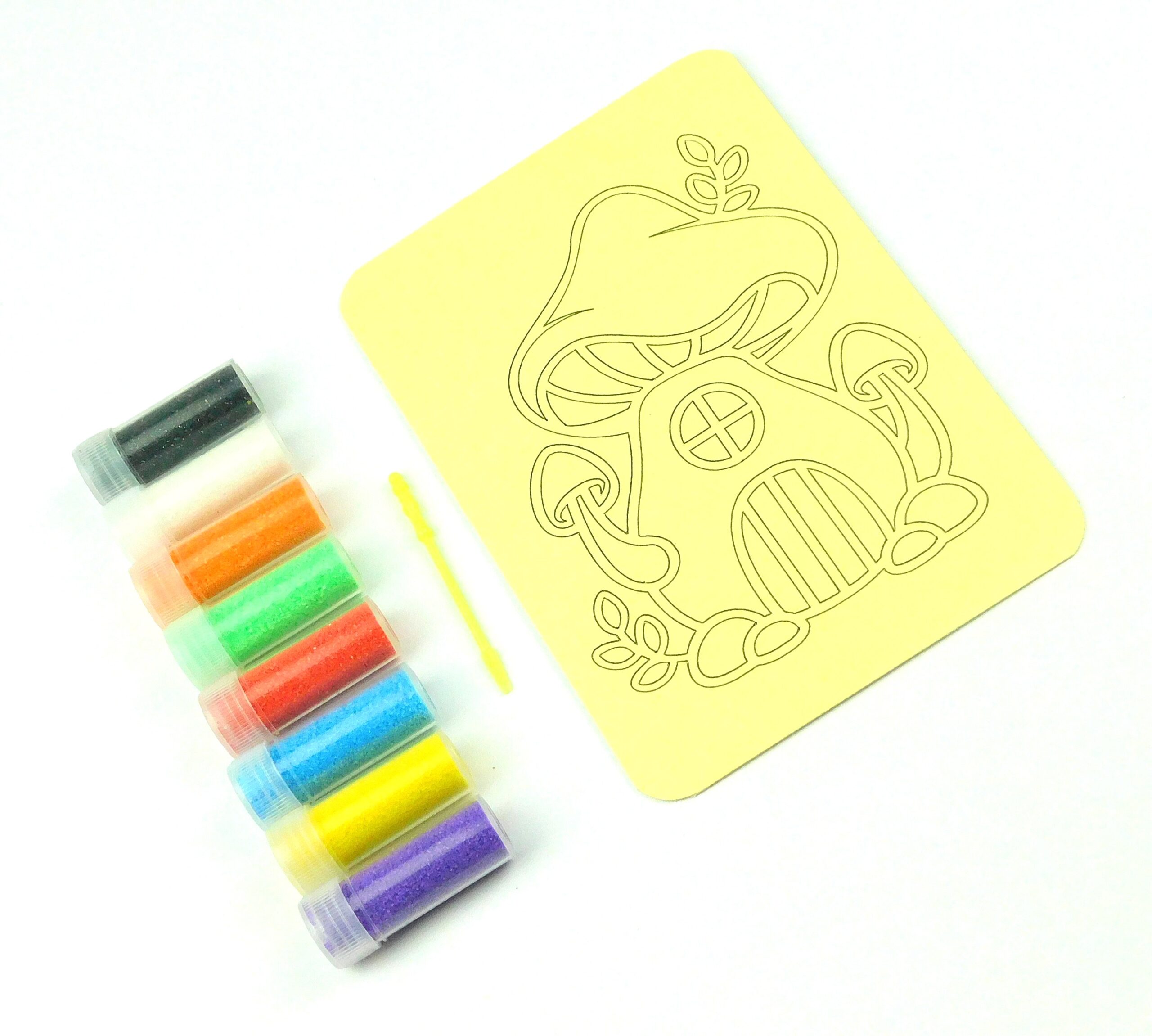 Mushroom House Sand Art Kit. A6 Size. Sand Included