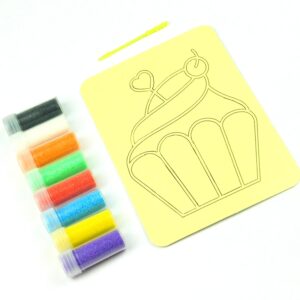 Heart on top Cupcake Sand Art Kit. A6 Size. Sand Included