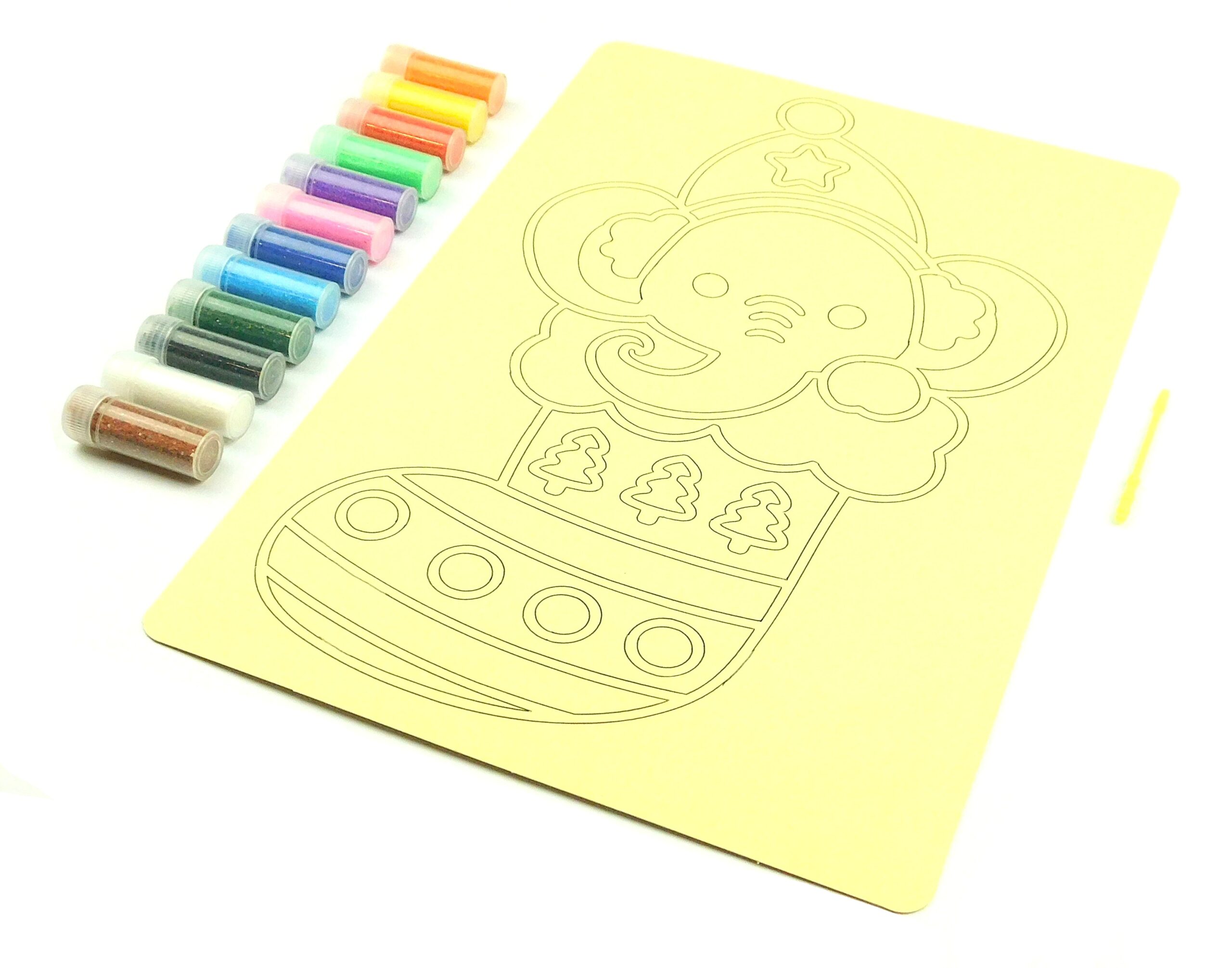 Elephant in Stocking Sand Art Kit. A4 Size. Sand Included. - Image 4