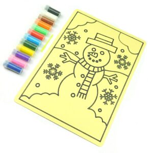 Snowman and Snowflakes Sand Art Kit. A4 Size. Sand Included