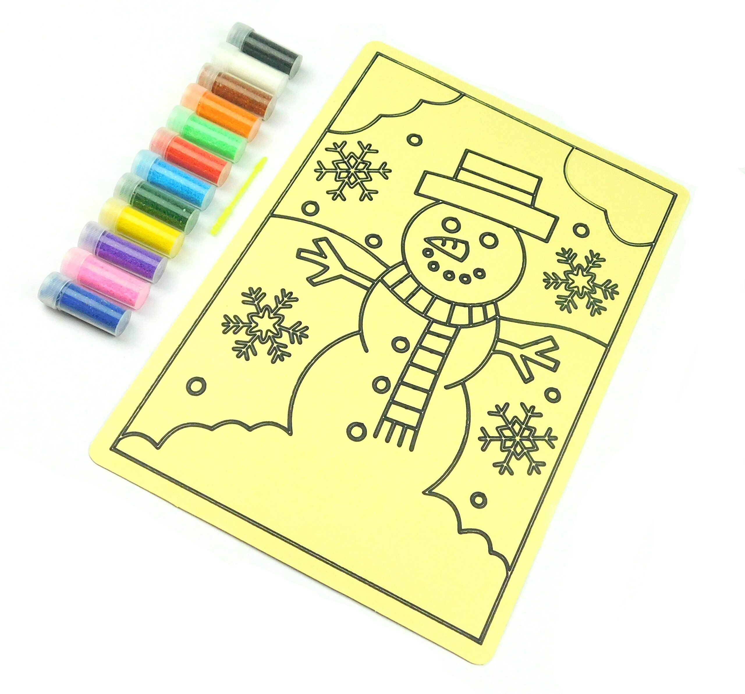 Snowman and Snowflakes Sand Art Kit. A4 Size. Sand Included