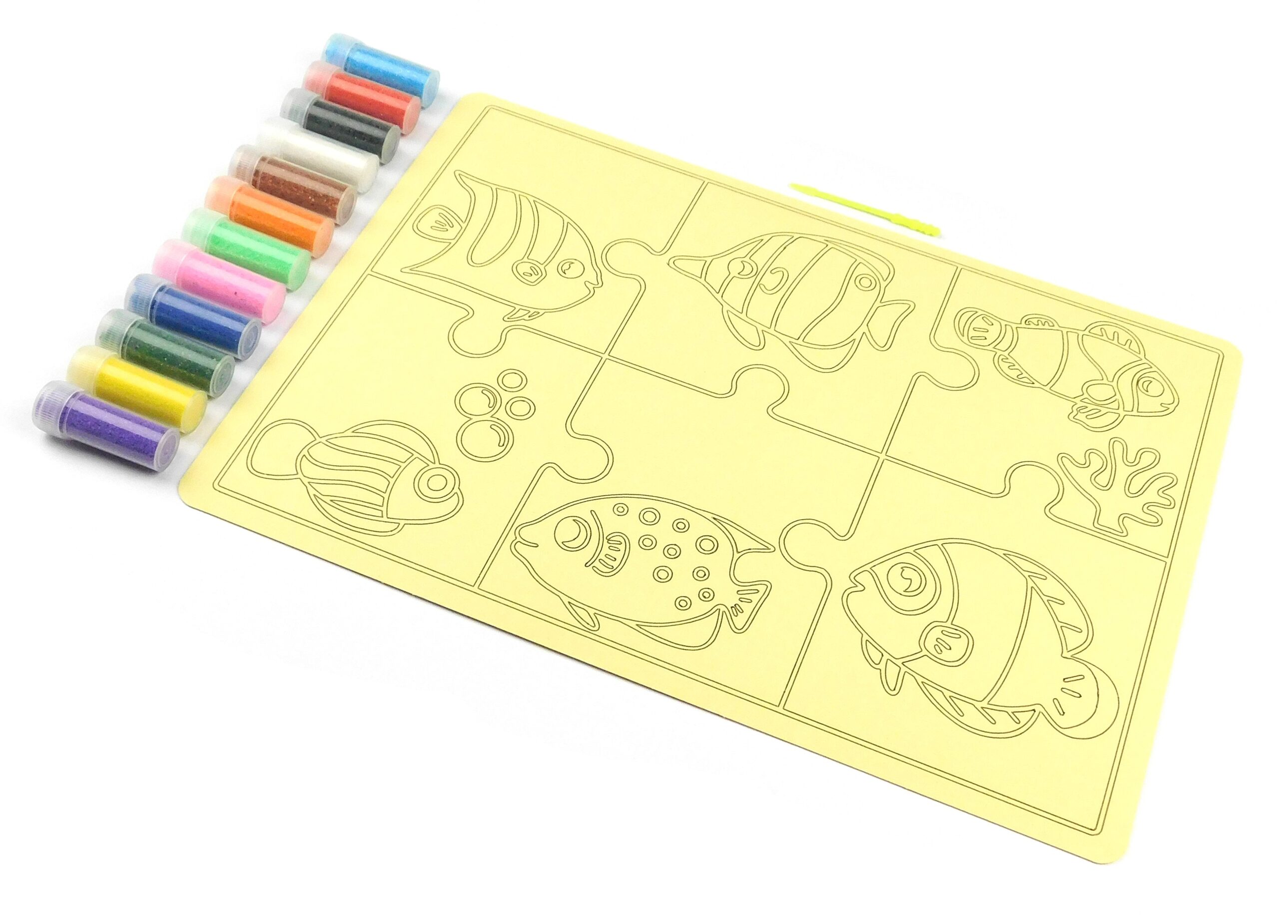 Fish Jigsaw Sand Art Kit. A4 Size. Sand Included. - Image 5