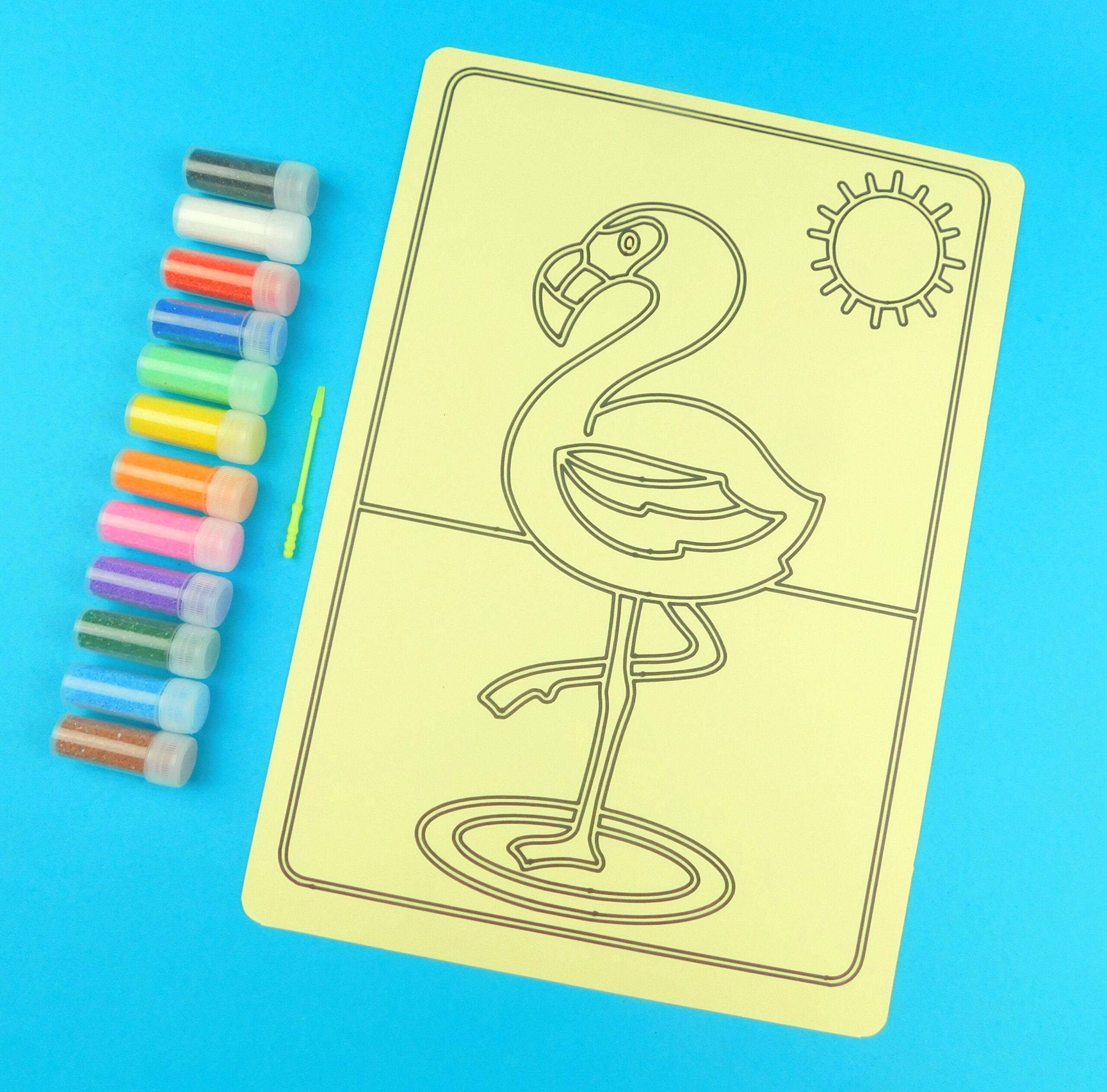 Flamingo Sand Art Kit. A4 Size. Sand Included. - Image 2