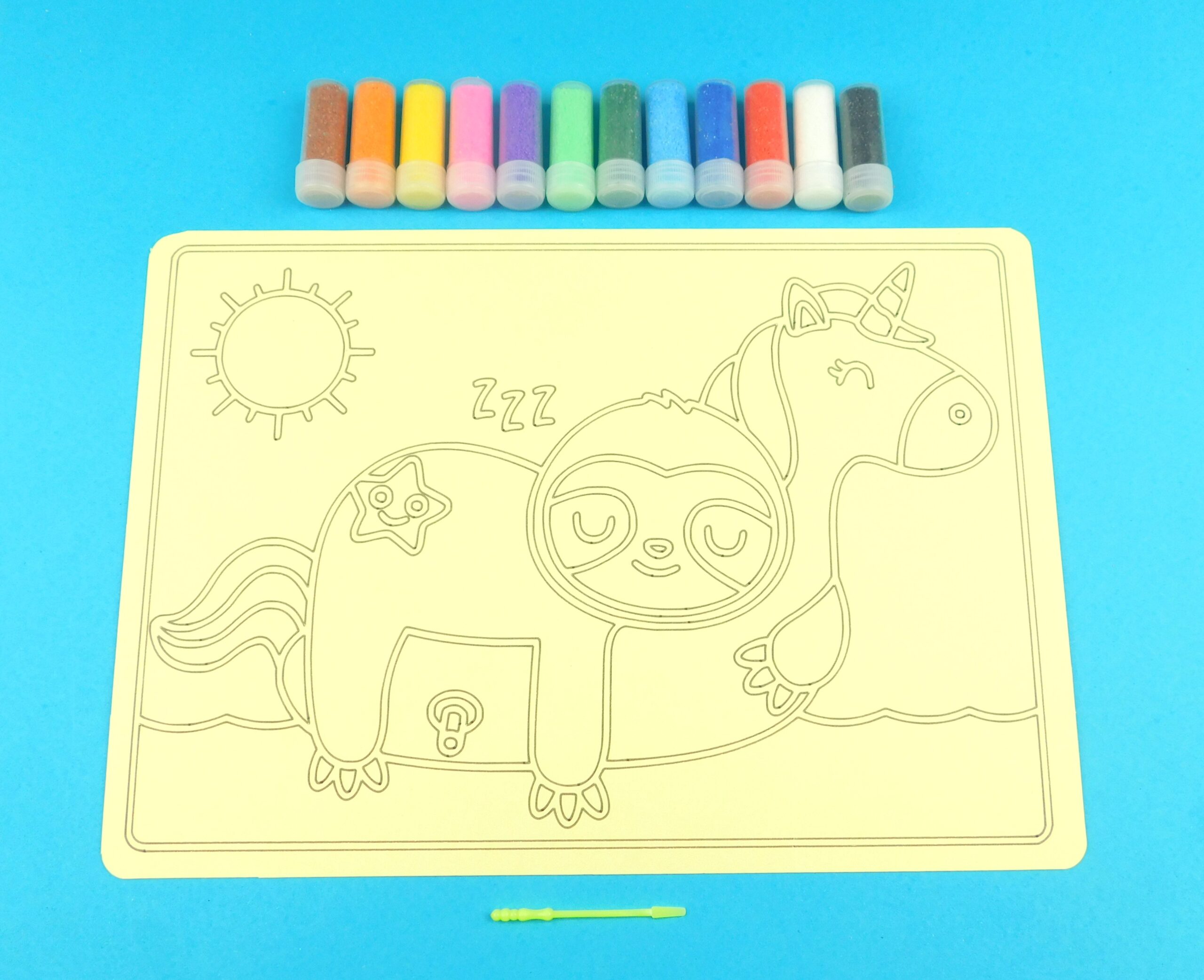A4 Sloth on Unicorn Inflatable Sand Art Kit