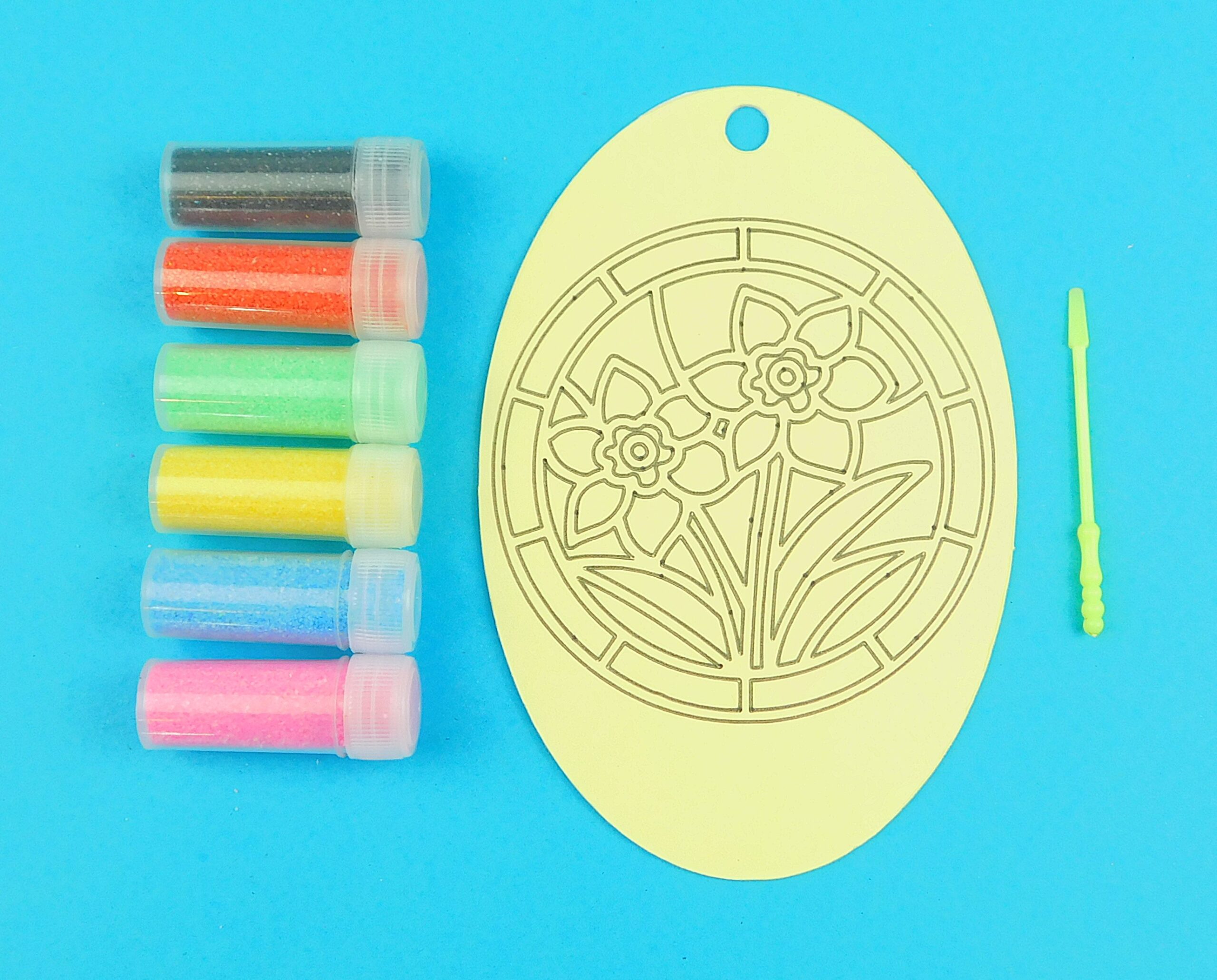 Daffodils Oval Sand Art Kit. Sand Included