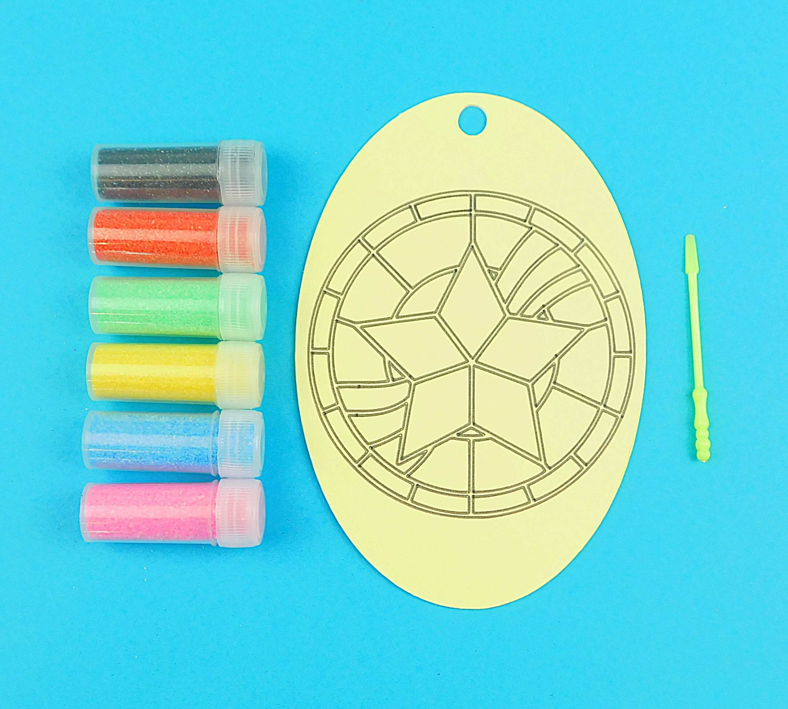 Stained Glass Star. Oval Sand Art Kit. Sand Included - Image 2