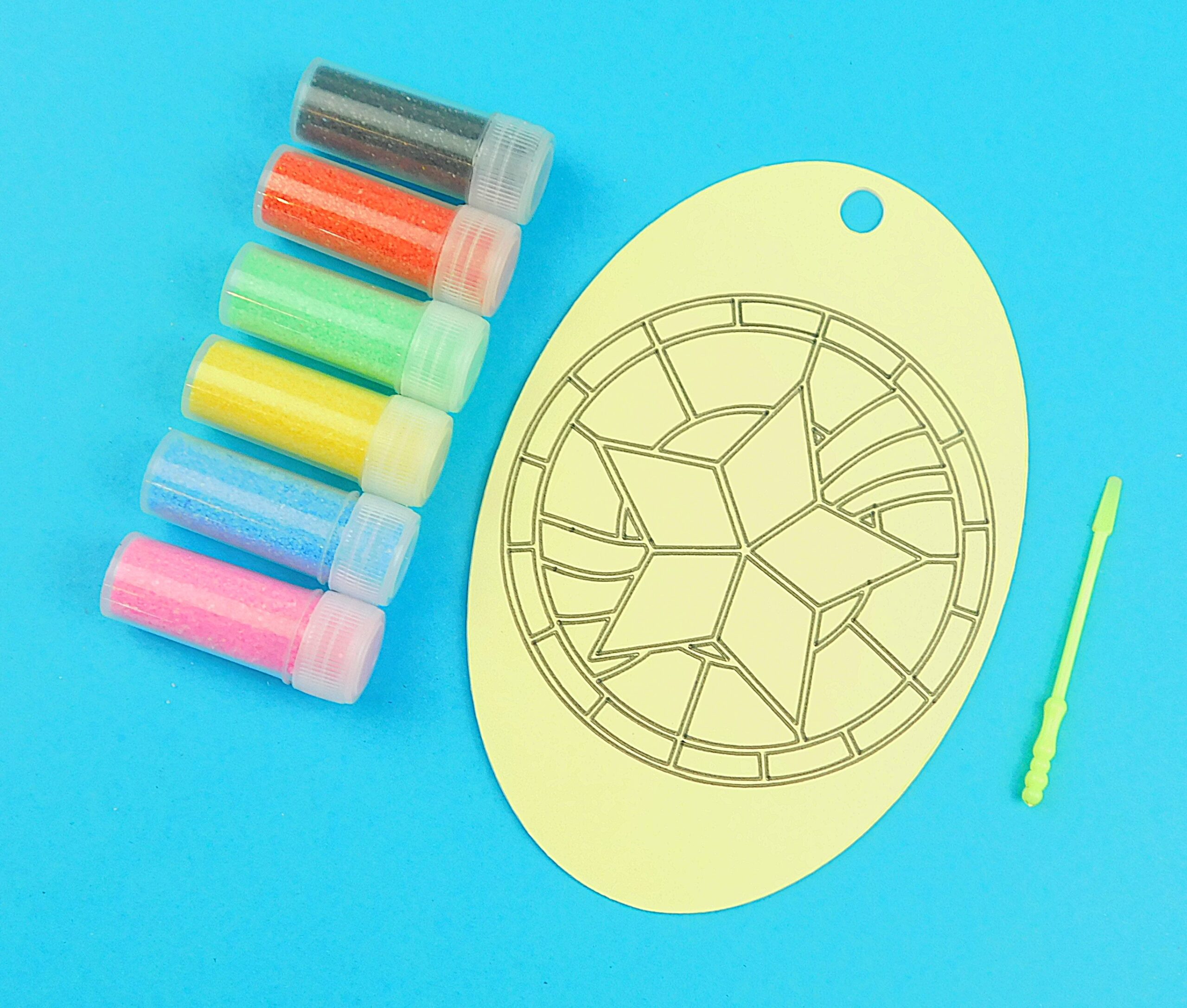 Stained Glass Star. Oval Sand Art Kit. Sand Included - Image 3