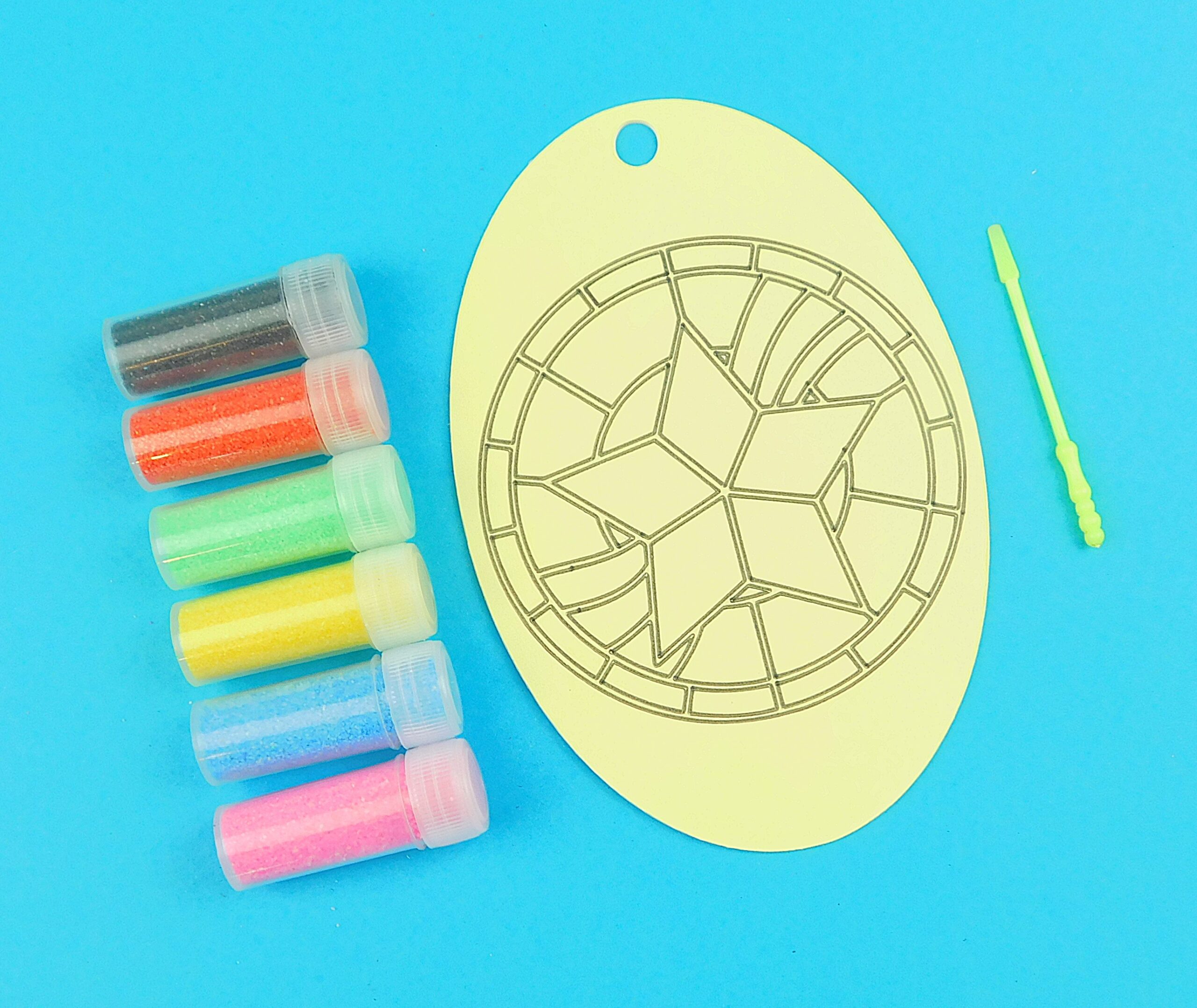 Stained Glass Star. Oval Sand Art Kit. Sand Included