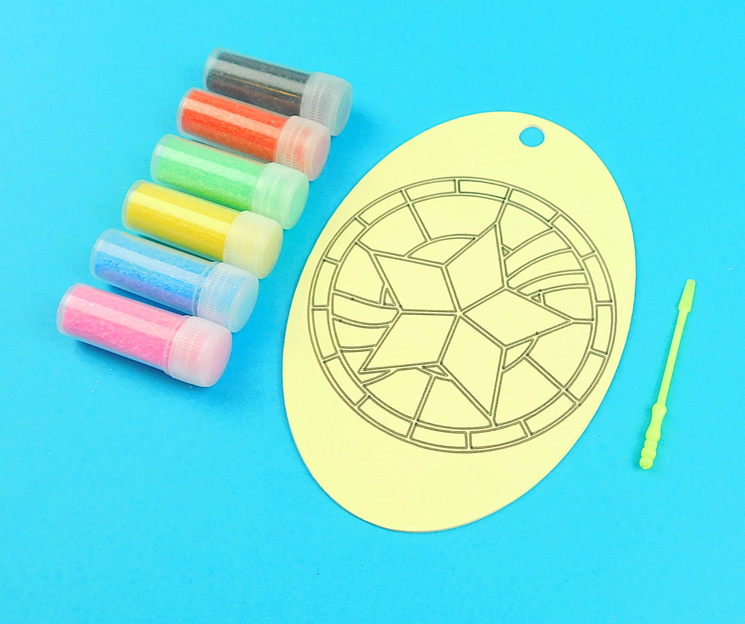 Stained Glass Star. Oval Sand Art Kit. Sand Included - Image 5