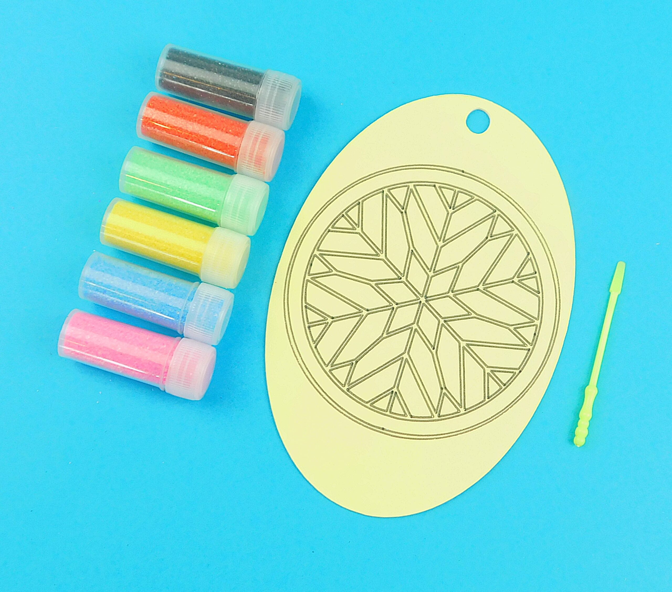 Stained Glass Pattern. Oval Sand Art Kit. Sand Included