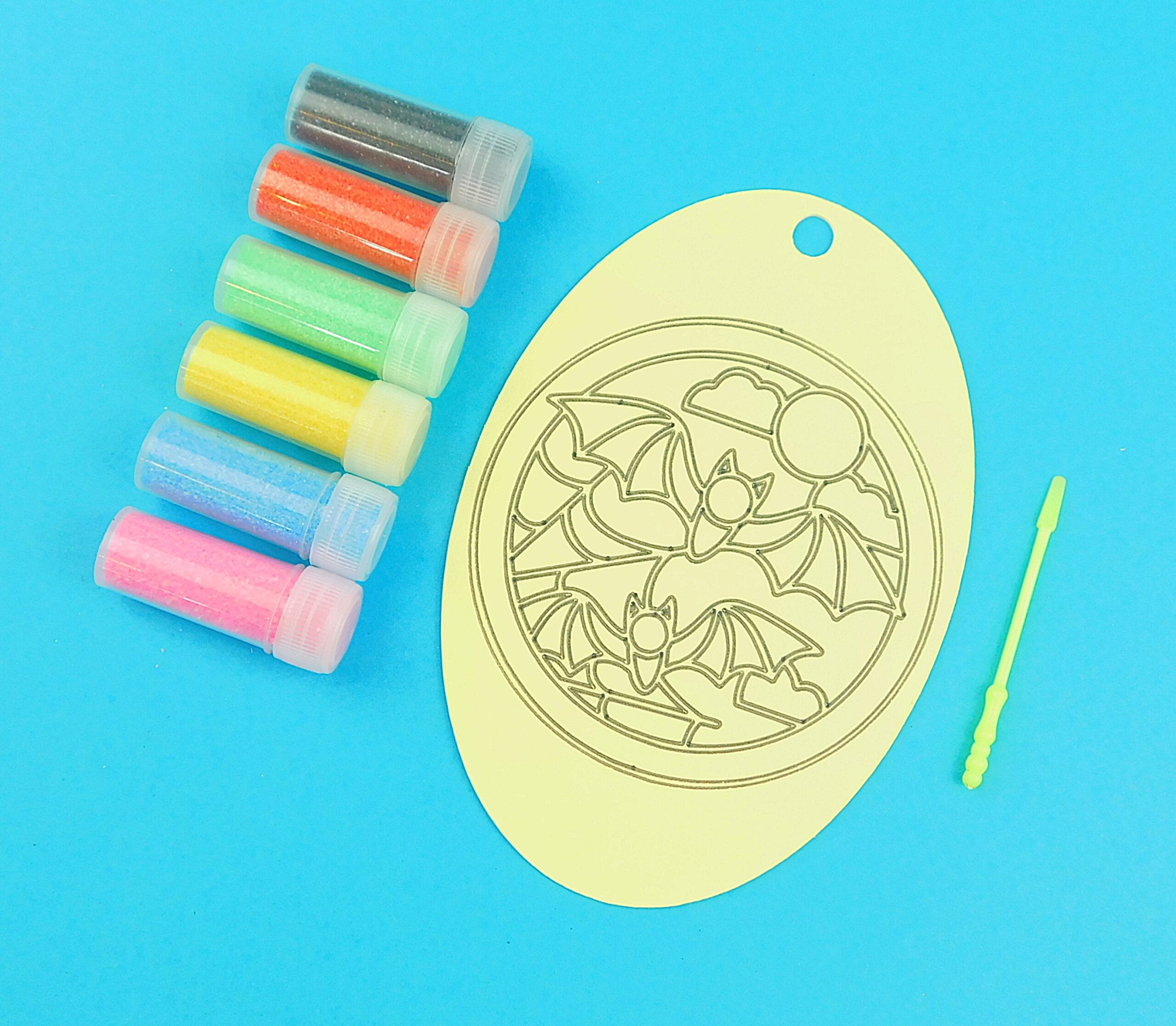 Bats & Cobweb. Oval Sand Art Kit. Sand Included - Image 2