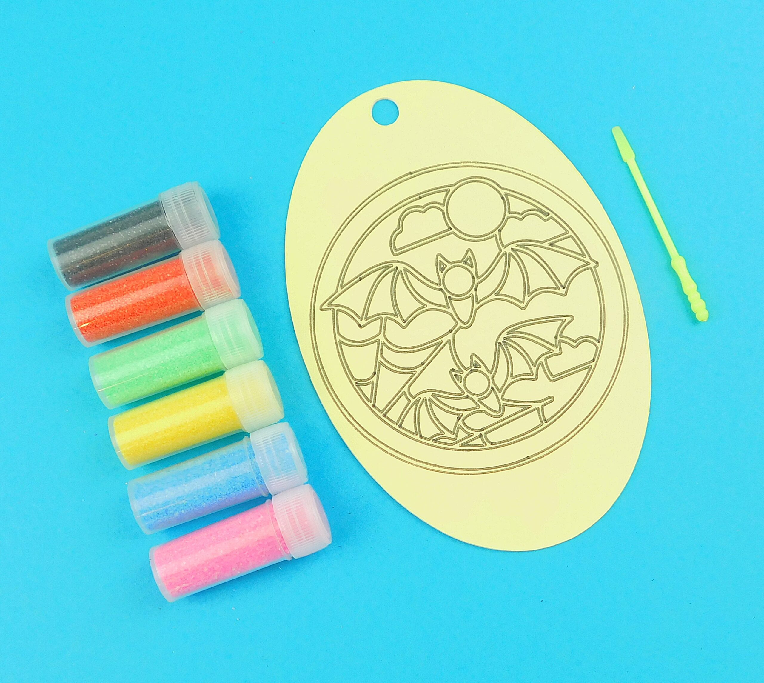 Bats & Cobweb. Oval Sand Art Kit. Sand Included - Image 3