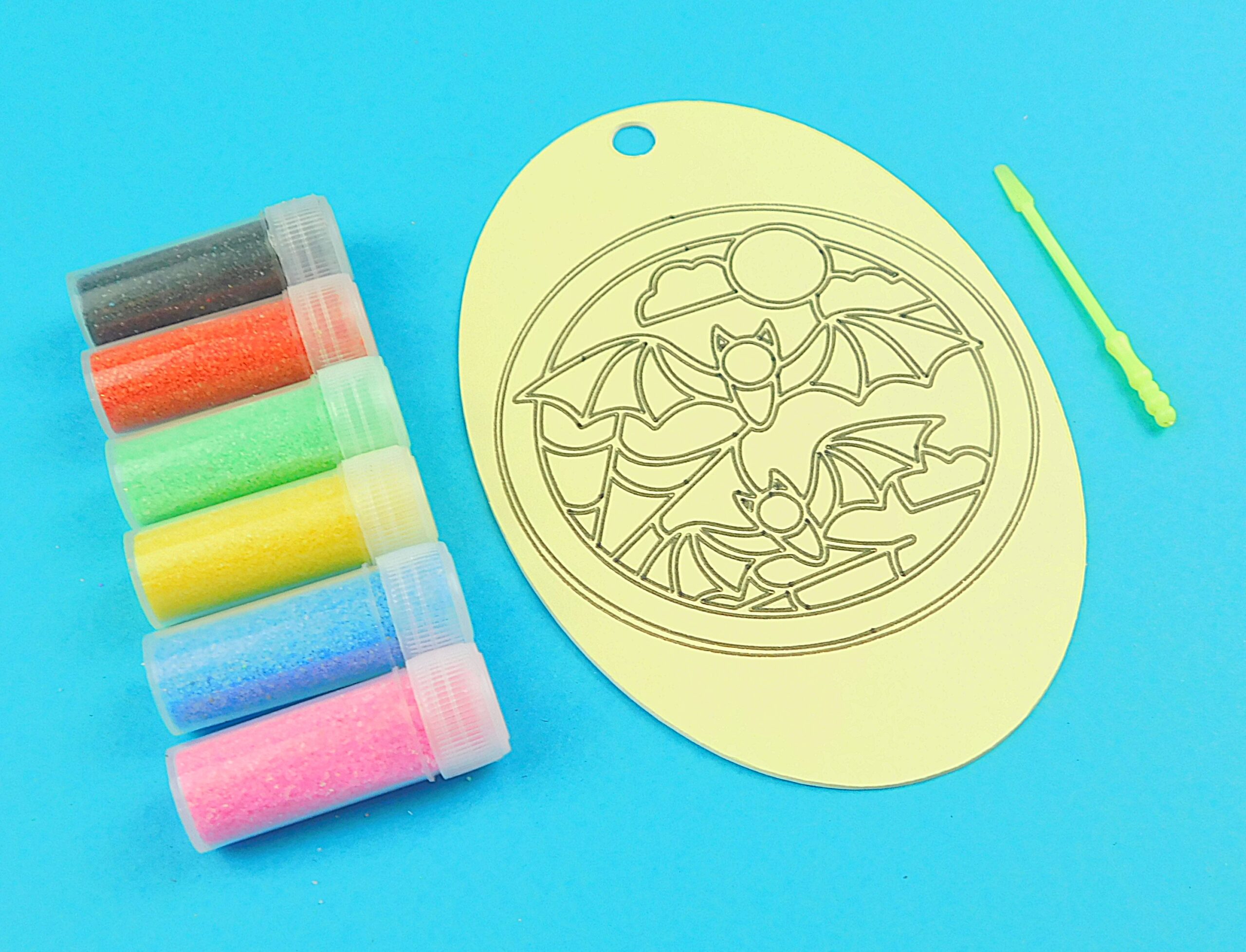 Bats & Cobweb. Oval Sand Art Kit. Sand Included - Image 4
