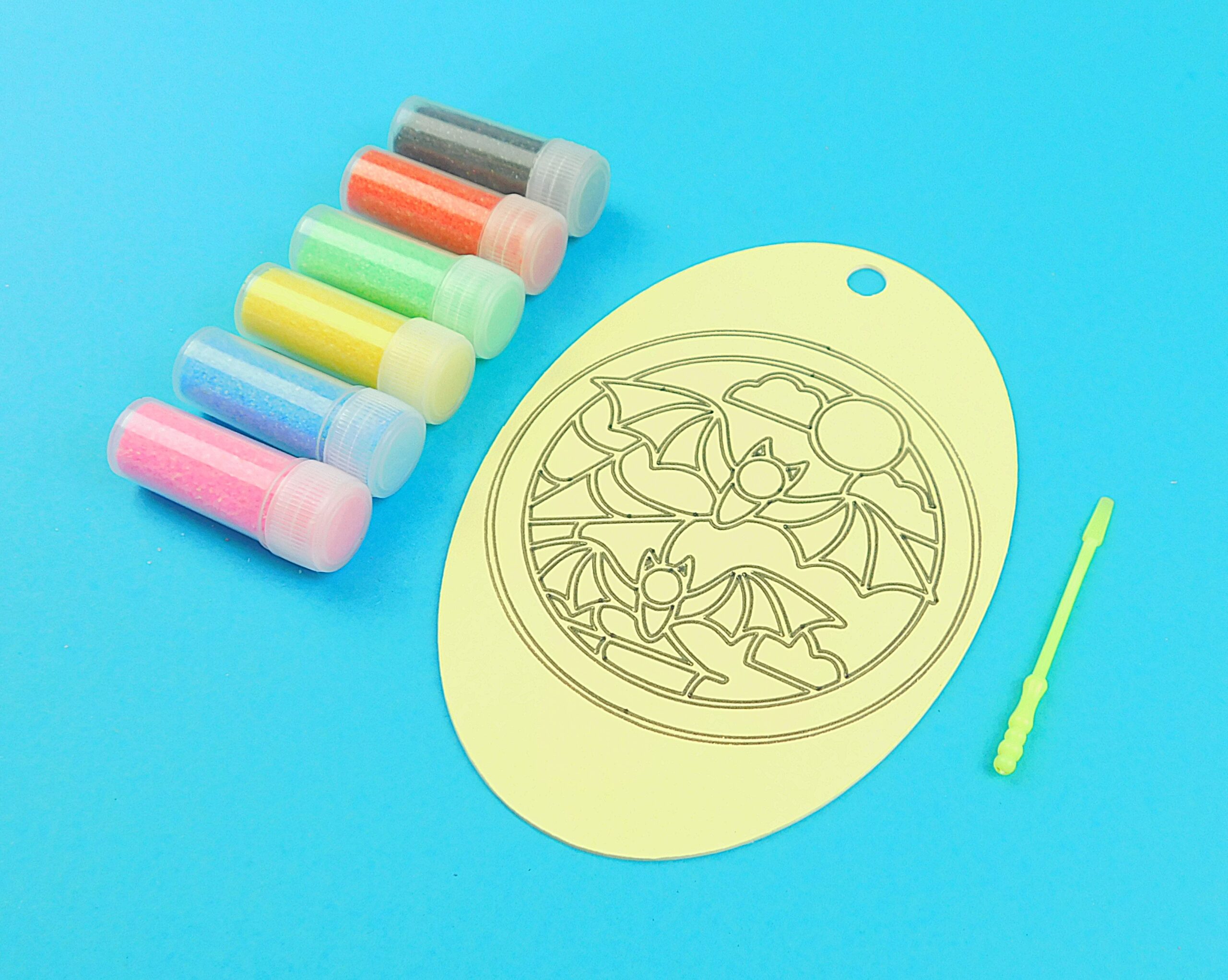 Bats & Cobweb. Oval Sand Art Kit. Sand Included - Image 5