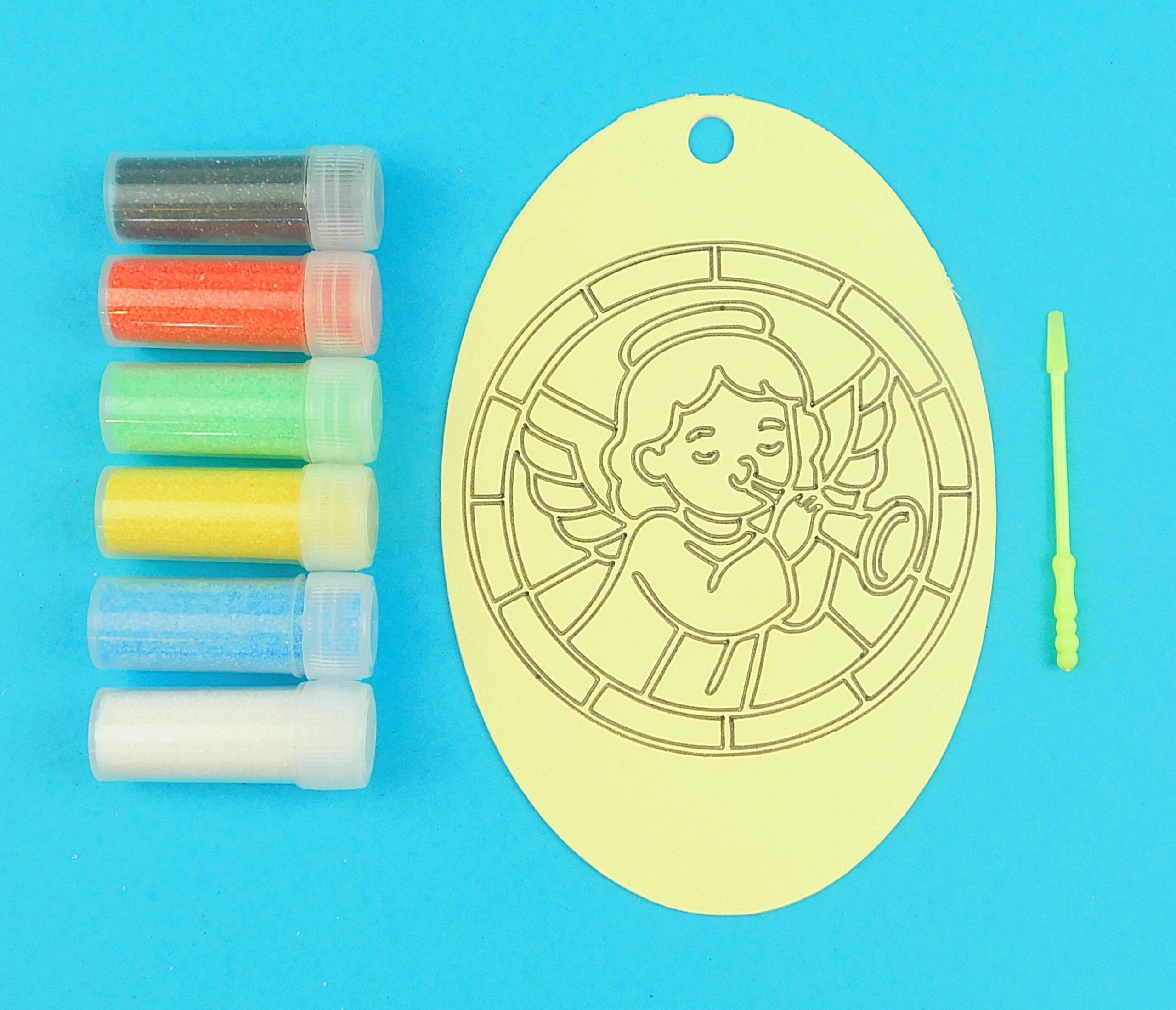 Oval Angel with horn Sand Art Kit. Sand Included - Image 2