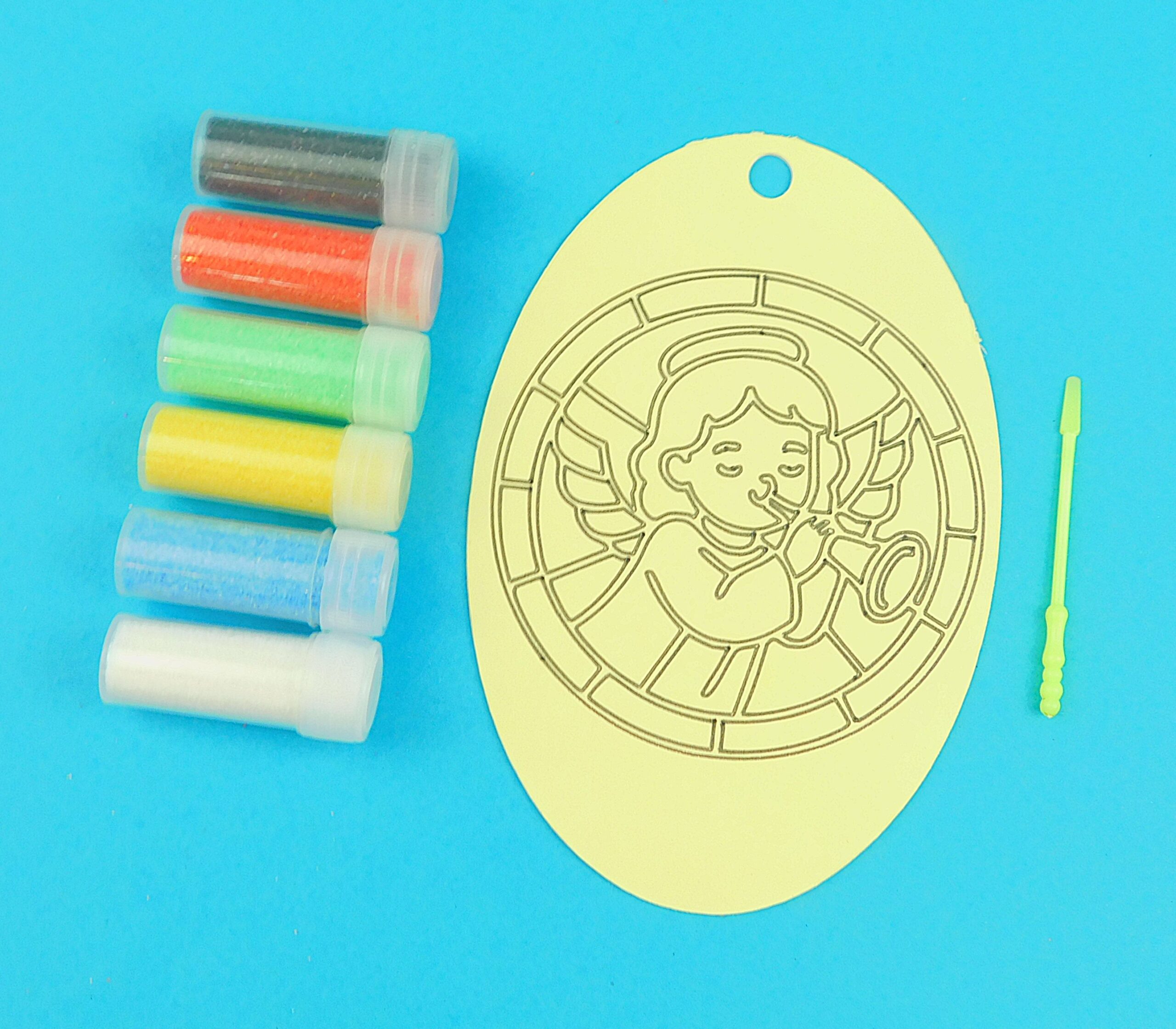 Oval Angel with horn Sand Art Kit. Sand Included - Image 3
