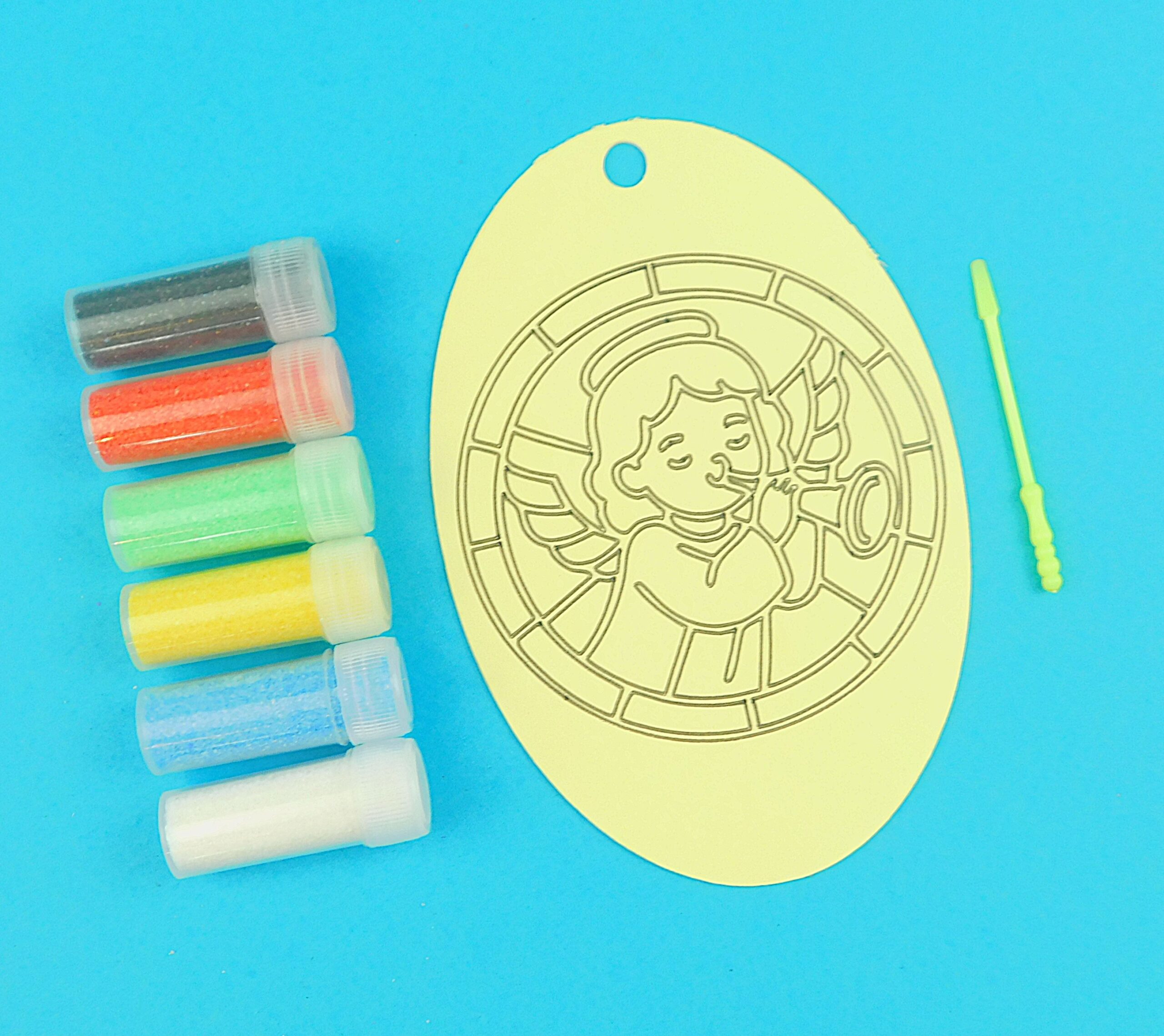 Oval Angel with horn Sand Art Kit. Sand Included