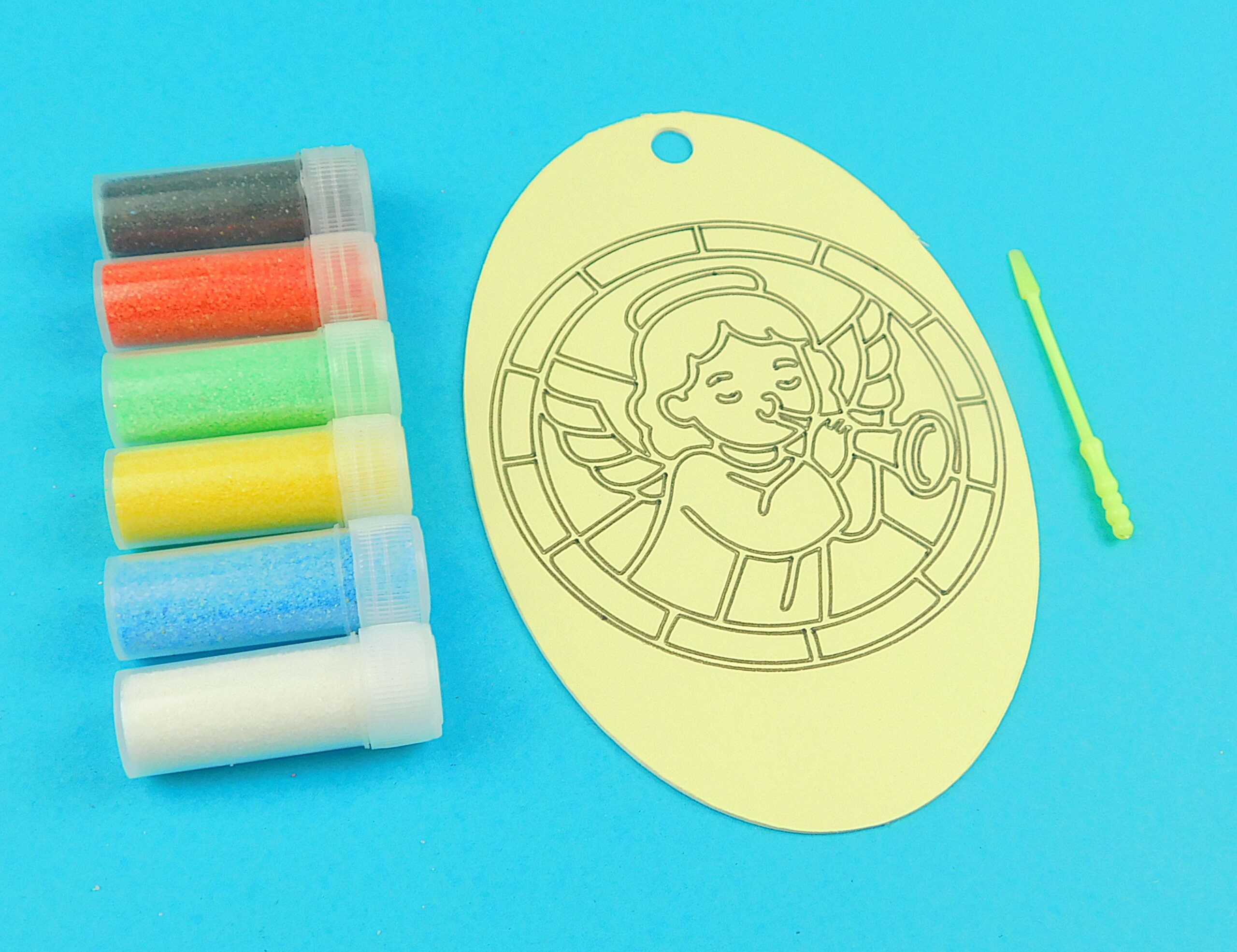 Oval Angel with horn Sand Art Kit. Sand Included - Image 4