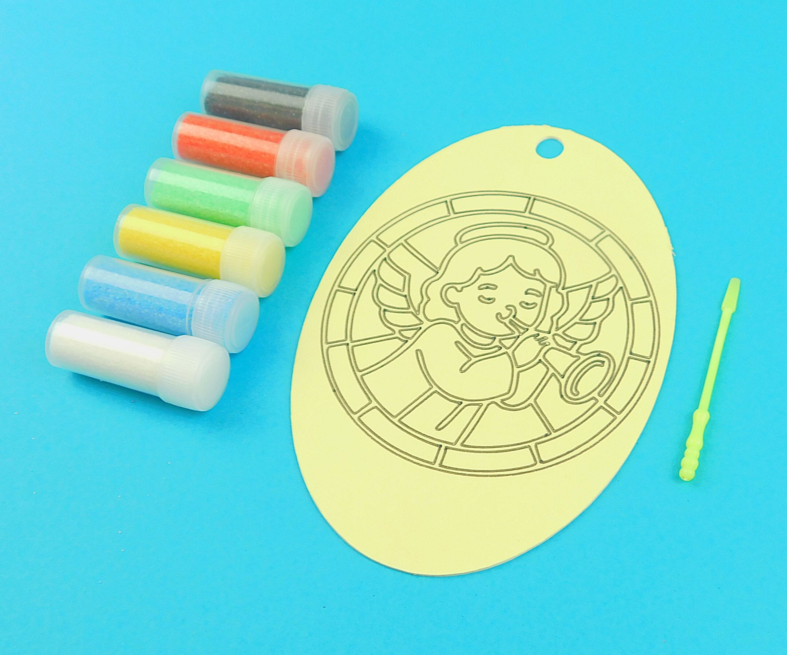 Oval Angel with horn Sand Art Kit. Sand Included - Image 5