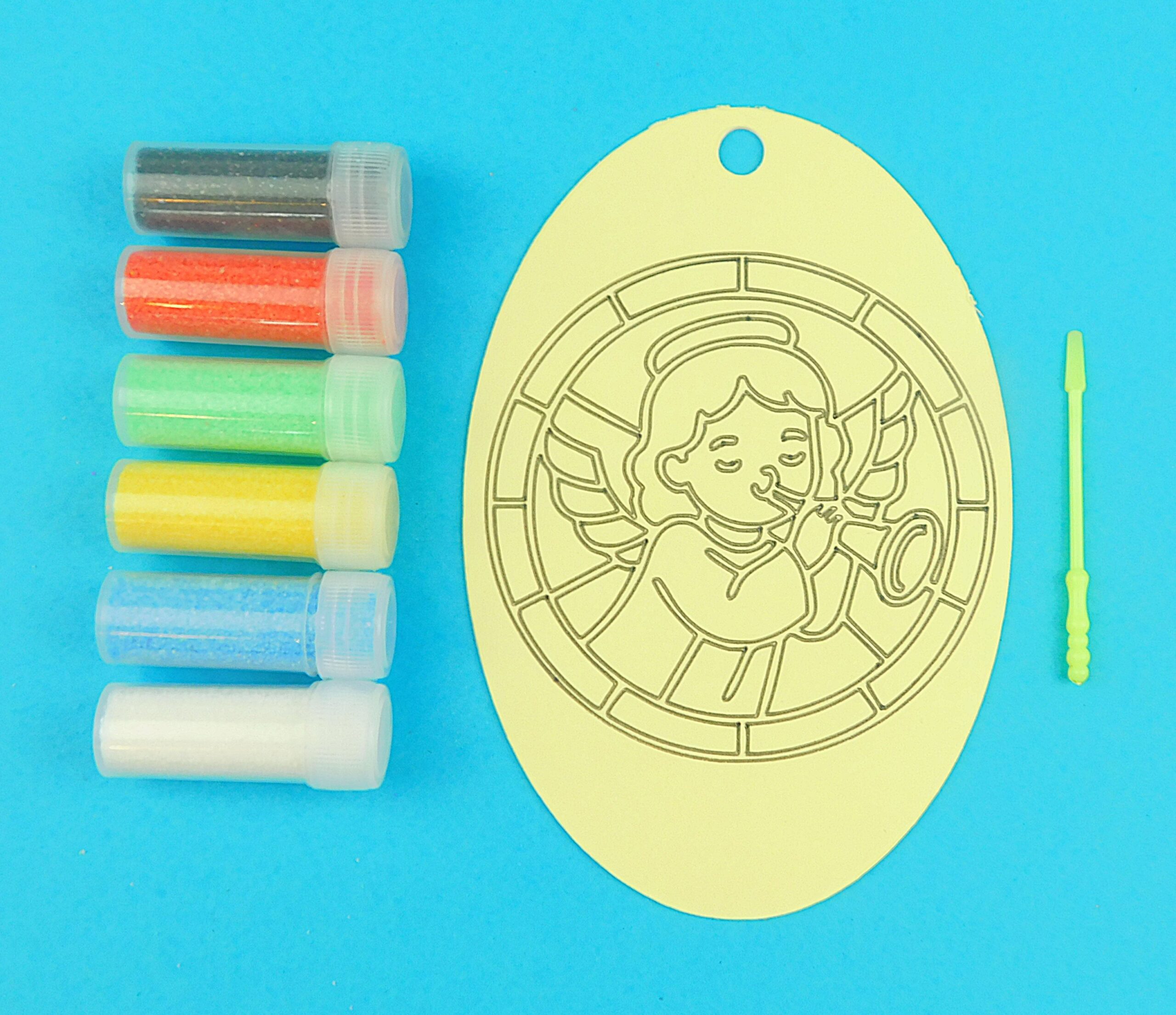 Oval Angel with horn Sand Art Kit. Sand Included - Image 6