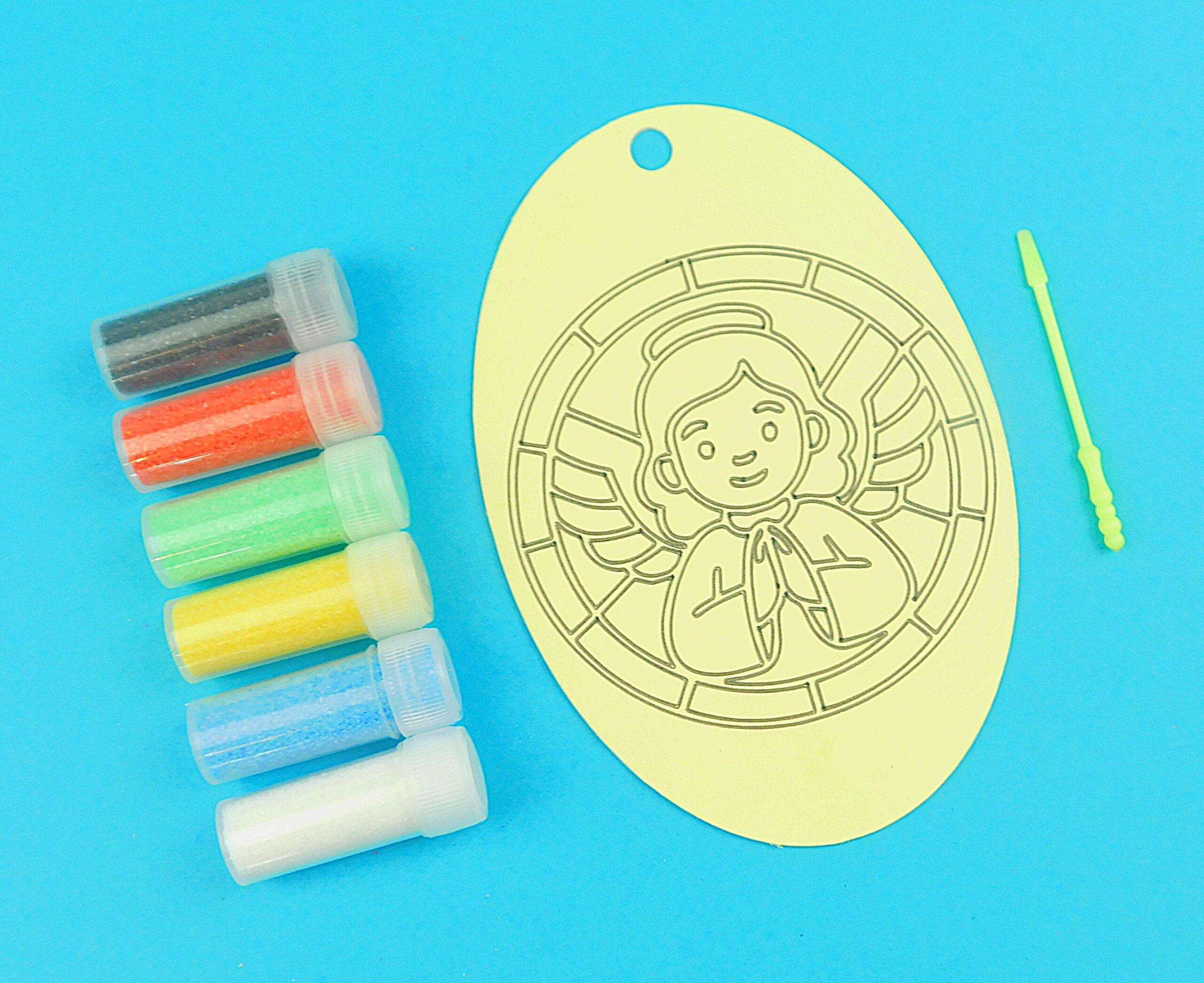 Oval Angel praying Sand Art Kit. Sand Included - Image 3