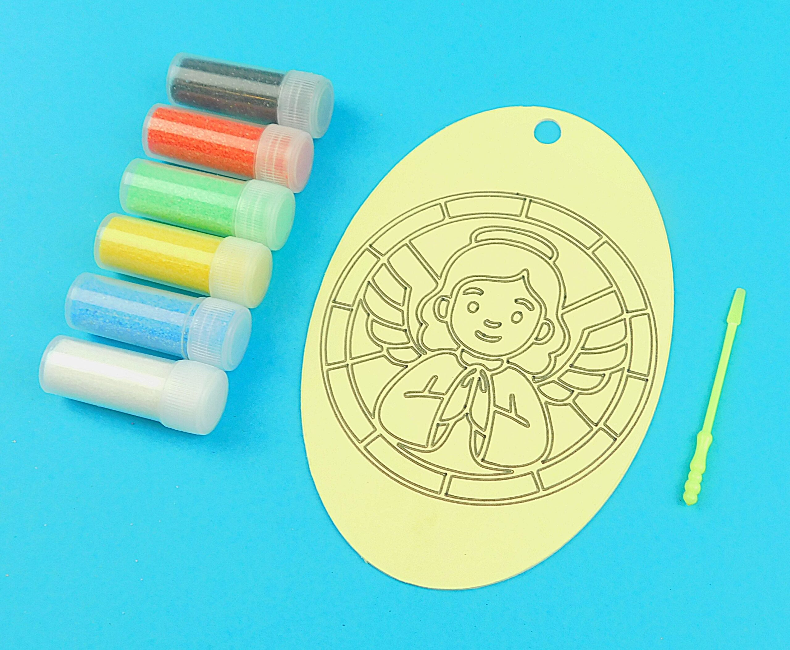 Oval Angel praying Sand Art Kit. Sand Included - Image 5