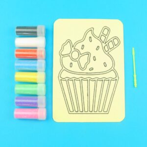 A6 Cupcake with bow Sand Art Kit. Sand Included
