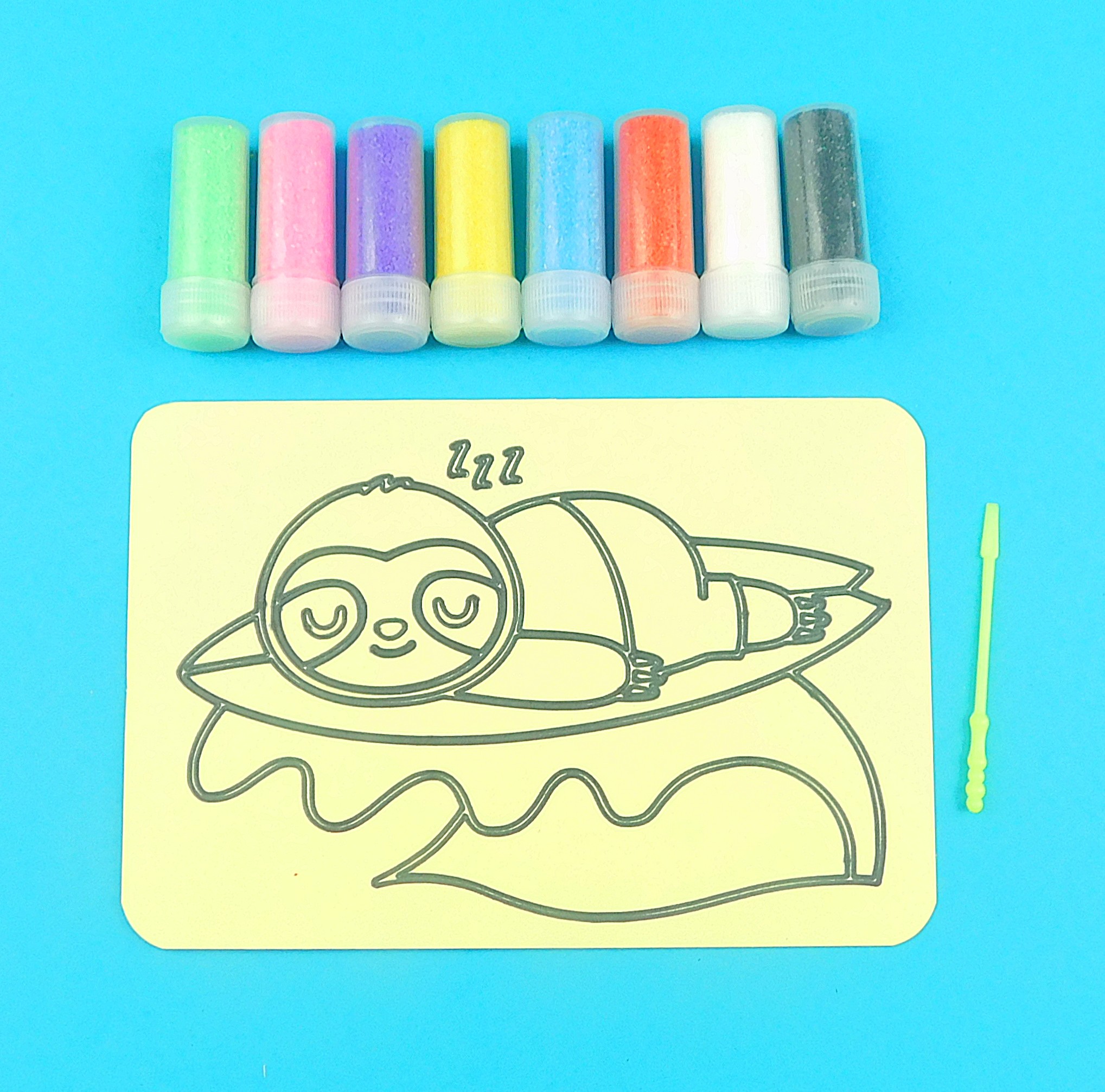 A6 Sleeping Surfing Sloth Sand Art Kit