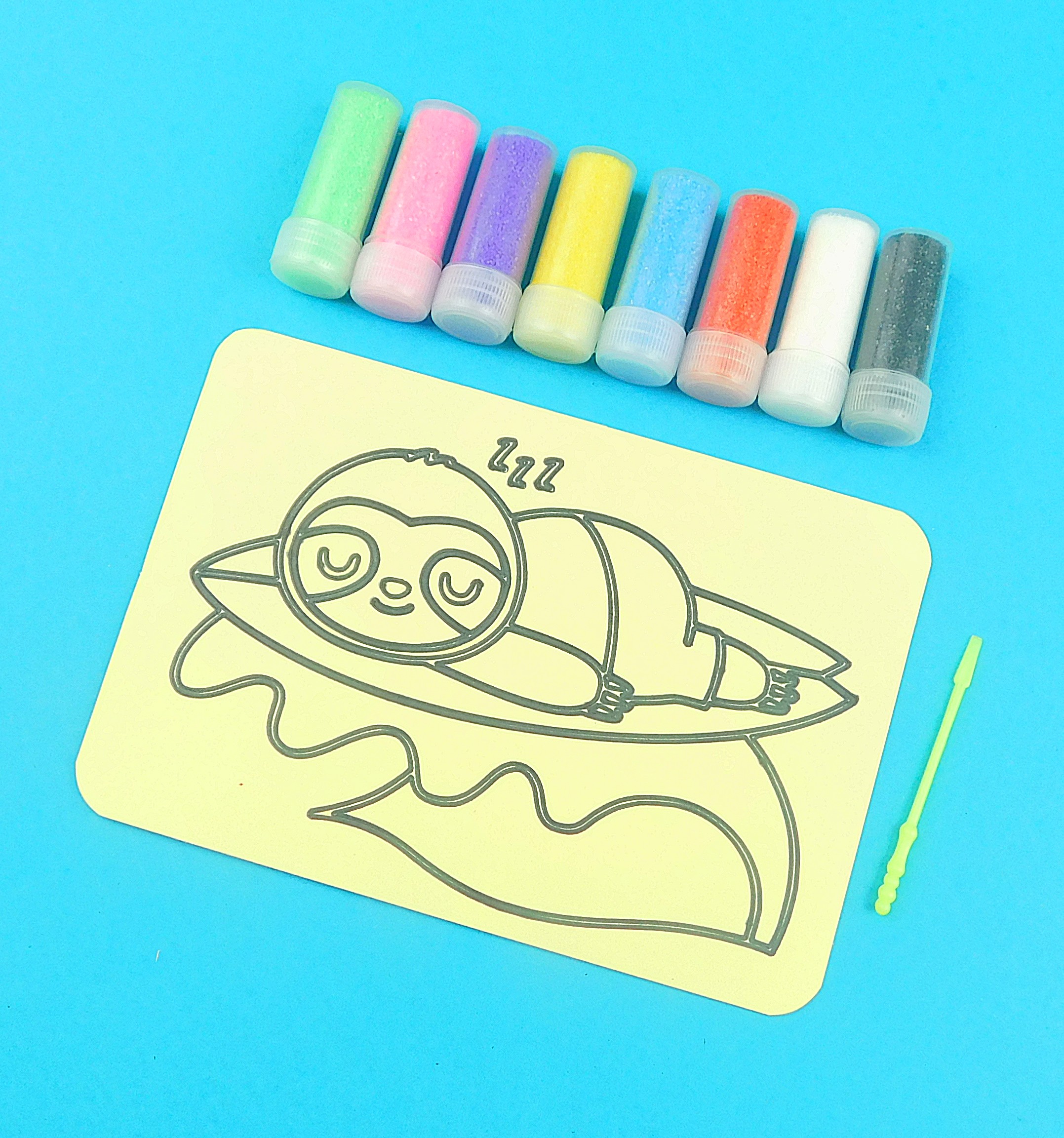 A6 Sleeping Surfing Sloth Sand Art Kit - Image 2
