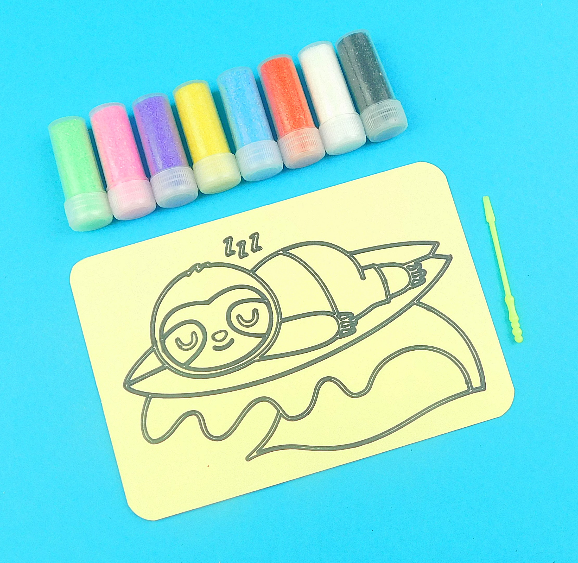 A6 Sleeping Surfing Sloth Sand Art Kit - Image 3