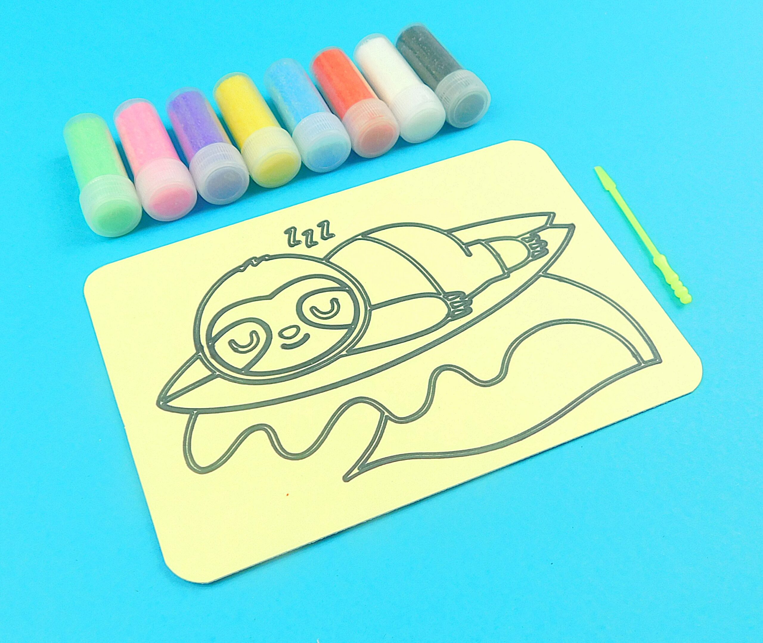 A6 Sleeping Surfing Sloth Sand Art Kit - Image 4