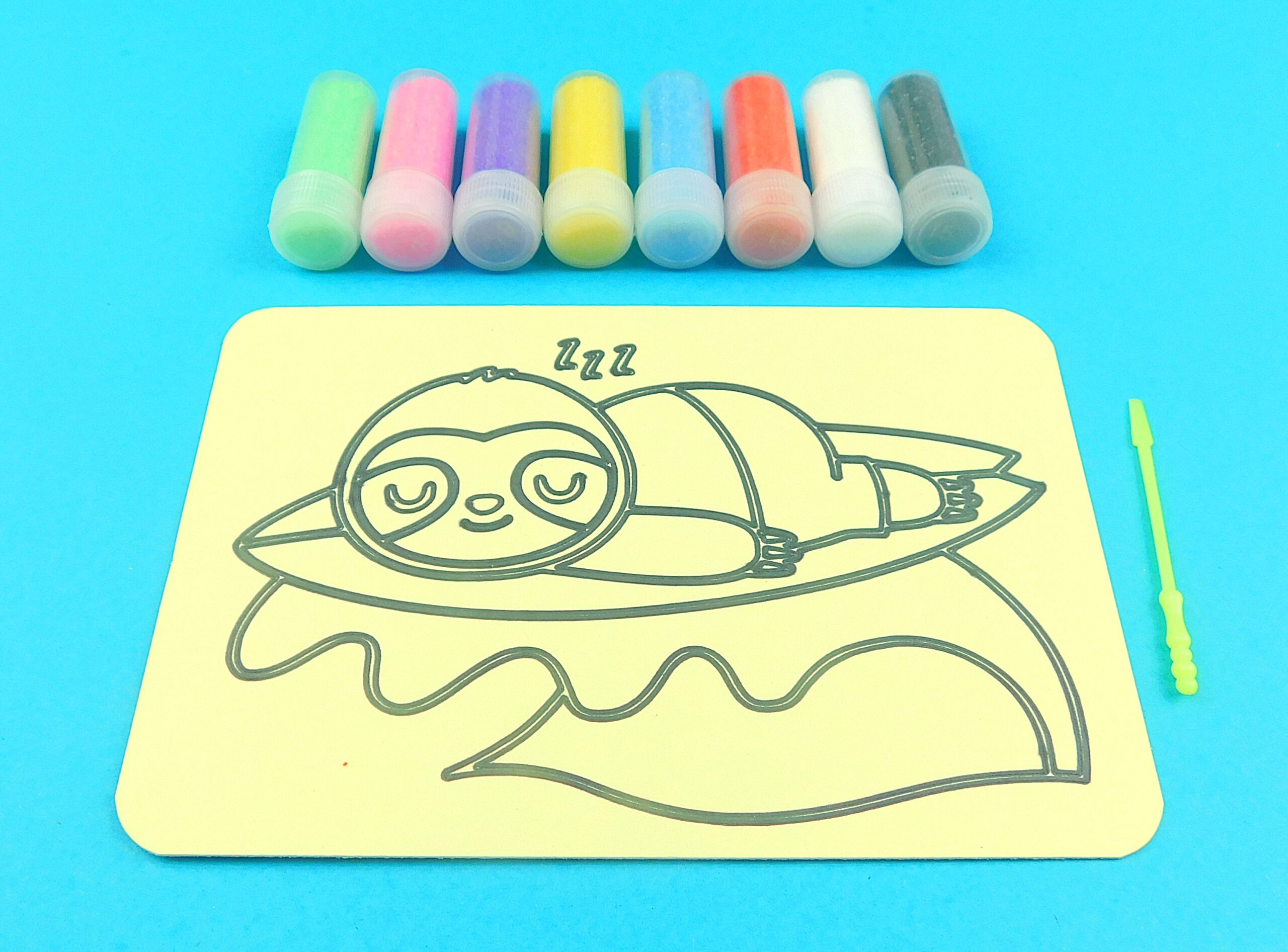 A6 Sleeping Surfing Sloth Sand Art Kit - Image 5