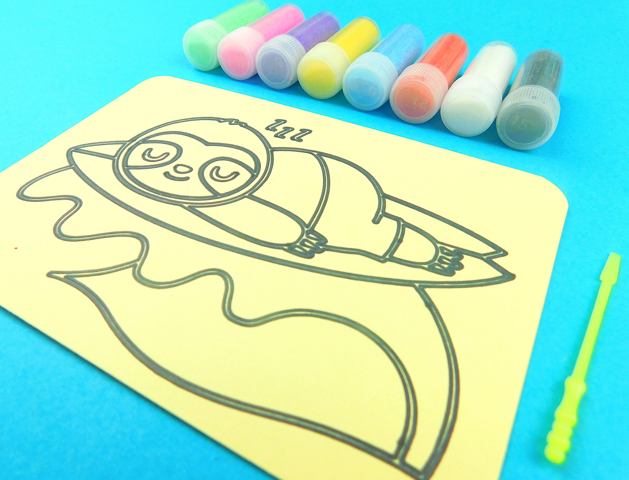 A6 Sleeping Surfing Sloth Sand Art Kit - Image 6