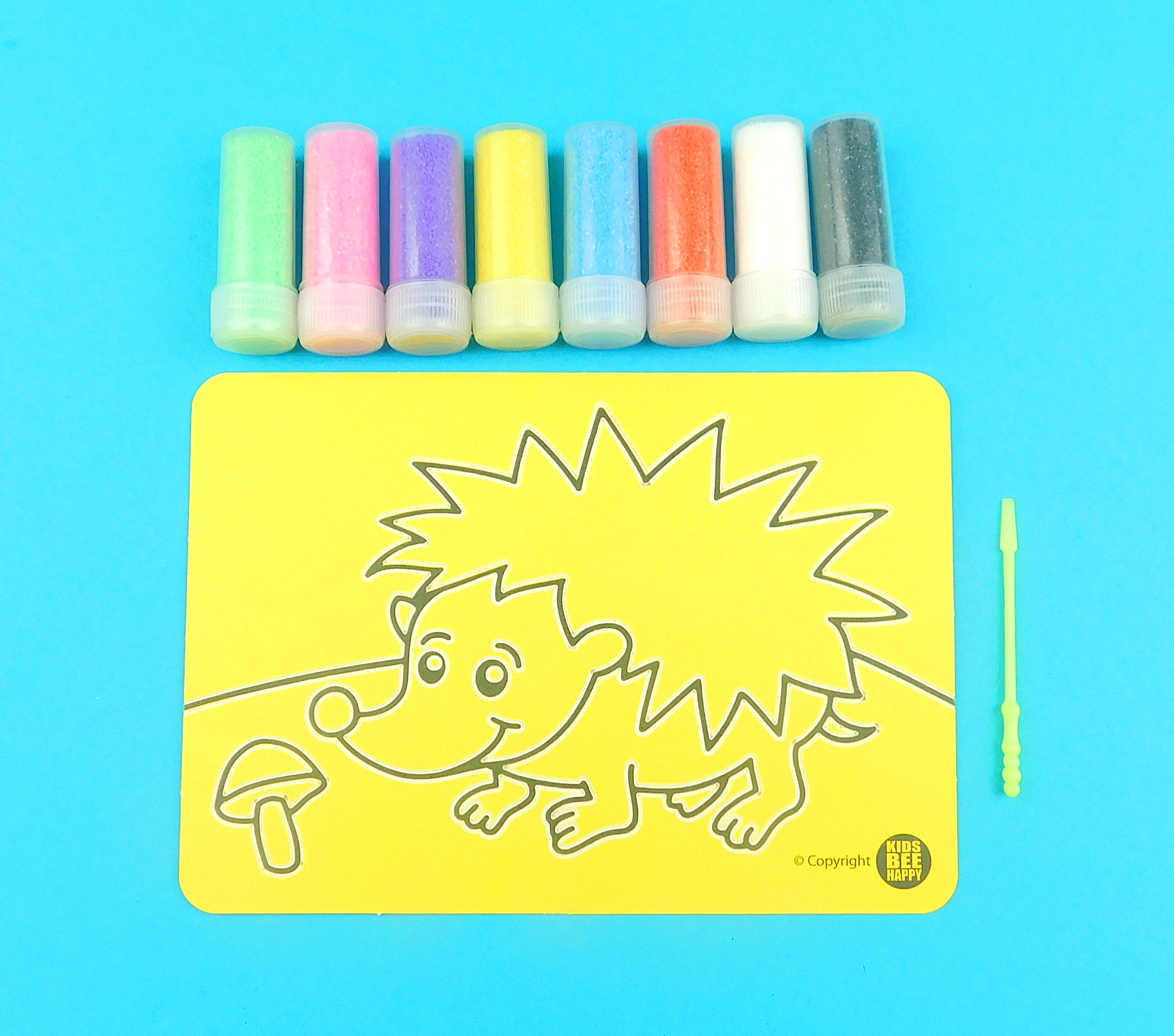 Hedgehog Sand Art Kit. A6 Size. Sand Included
