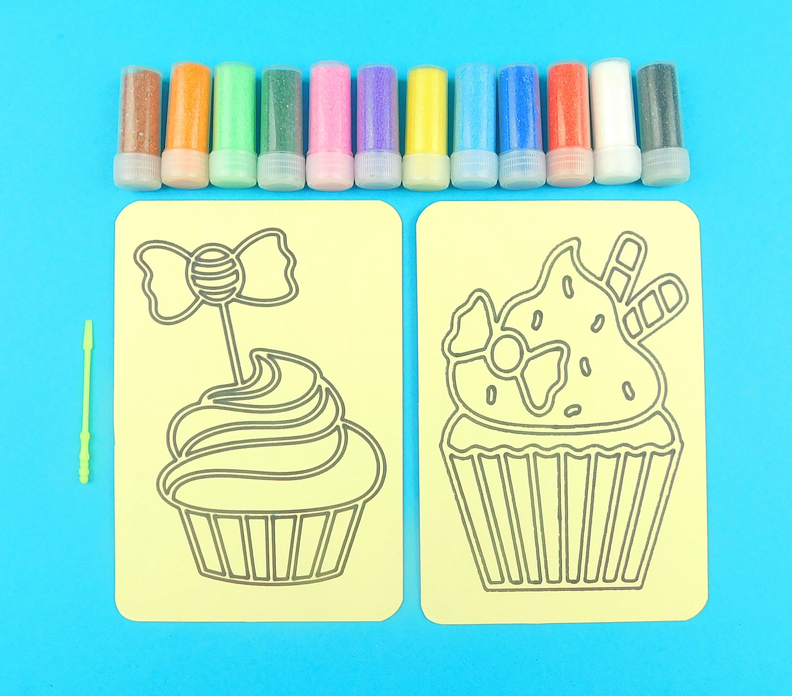 Double A6 Cupcakes Sand Art Kit. Sand Included.