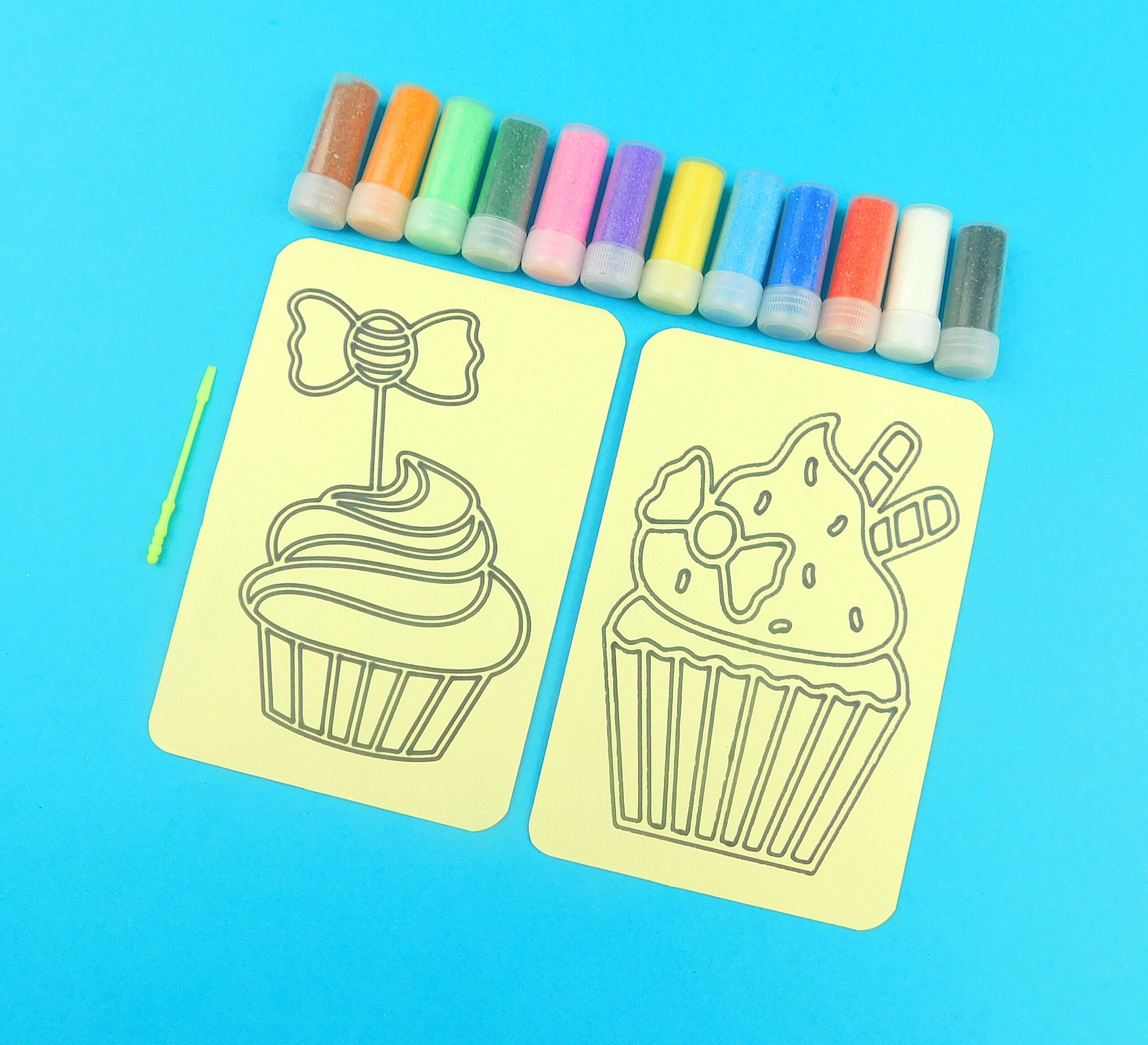Double A6 Cupcakes Sand Art Kit. Sand Included. - Image 2