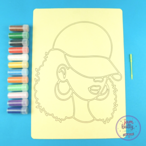 A5 Black woman with baseball cap Sand Art Kit.