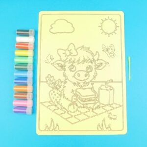 A4 Higland cow having a picnic Sand Art Kit