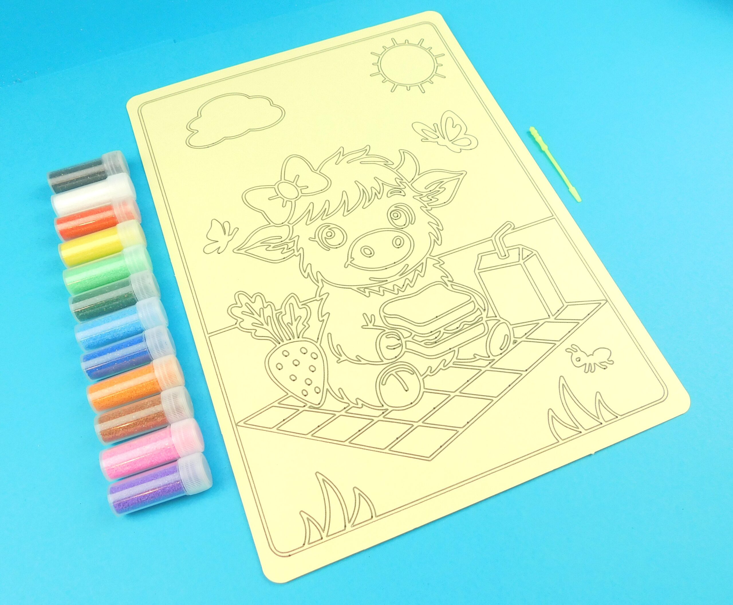 A4 Higland cow having a picnic Sand Art Kit - Image 6