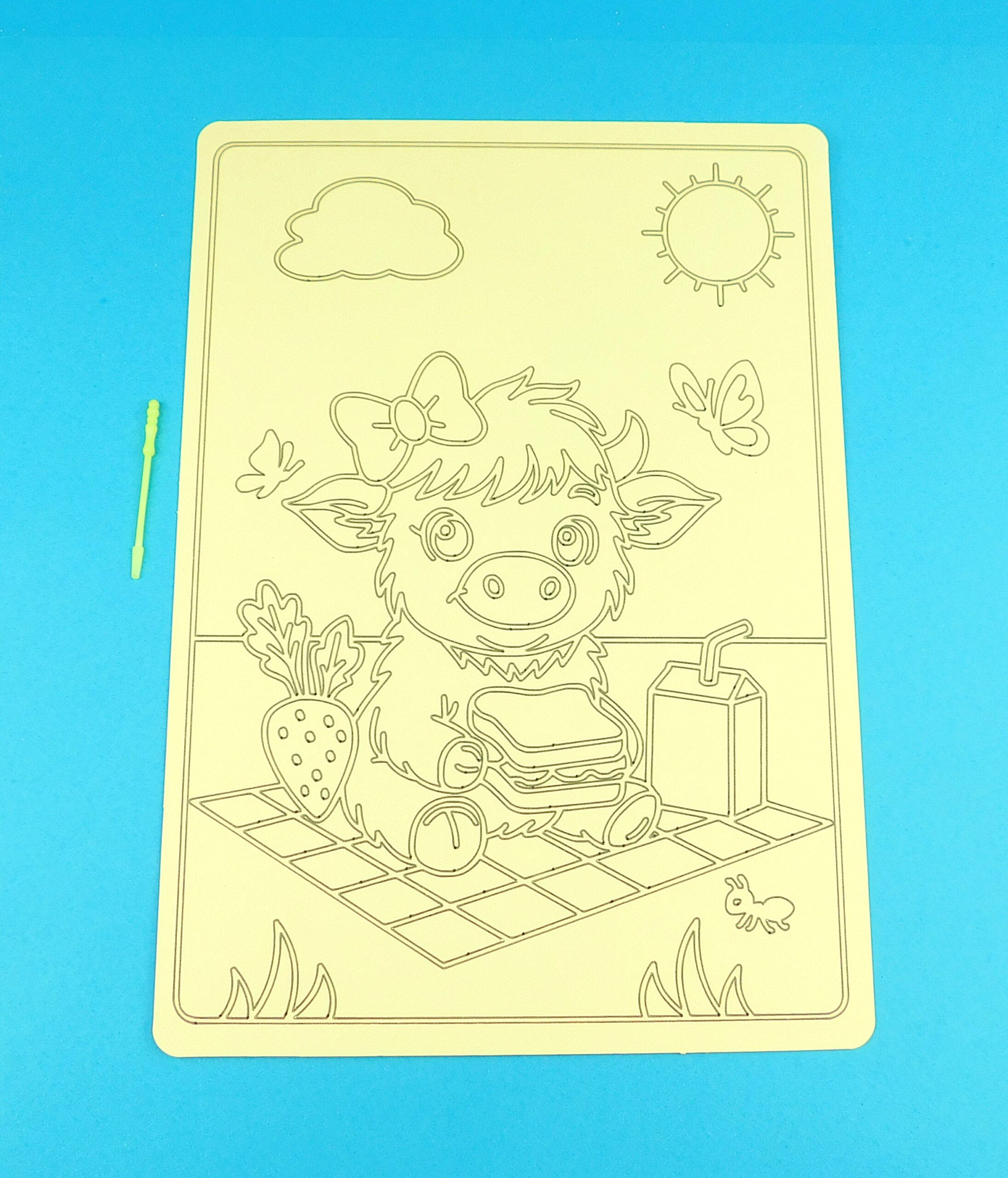 A4 Higland cow having a picnic Sand Art Kit - Image 13