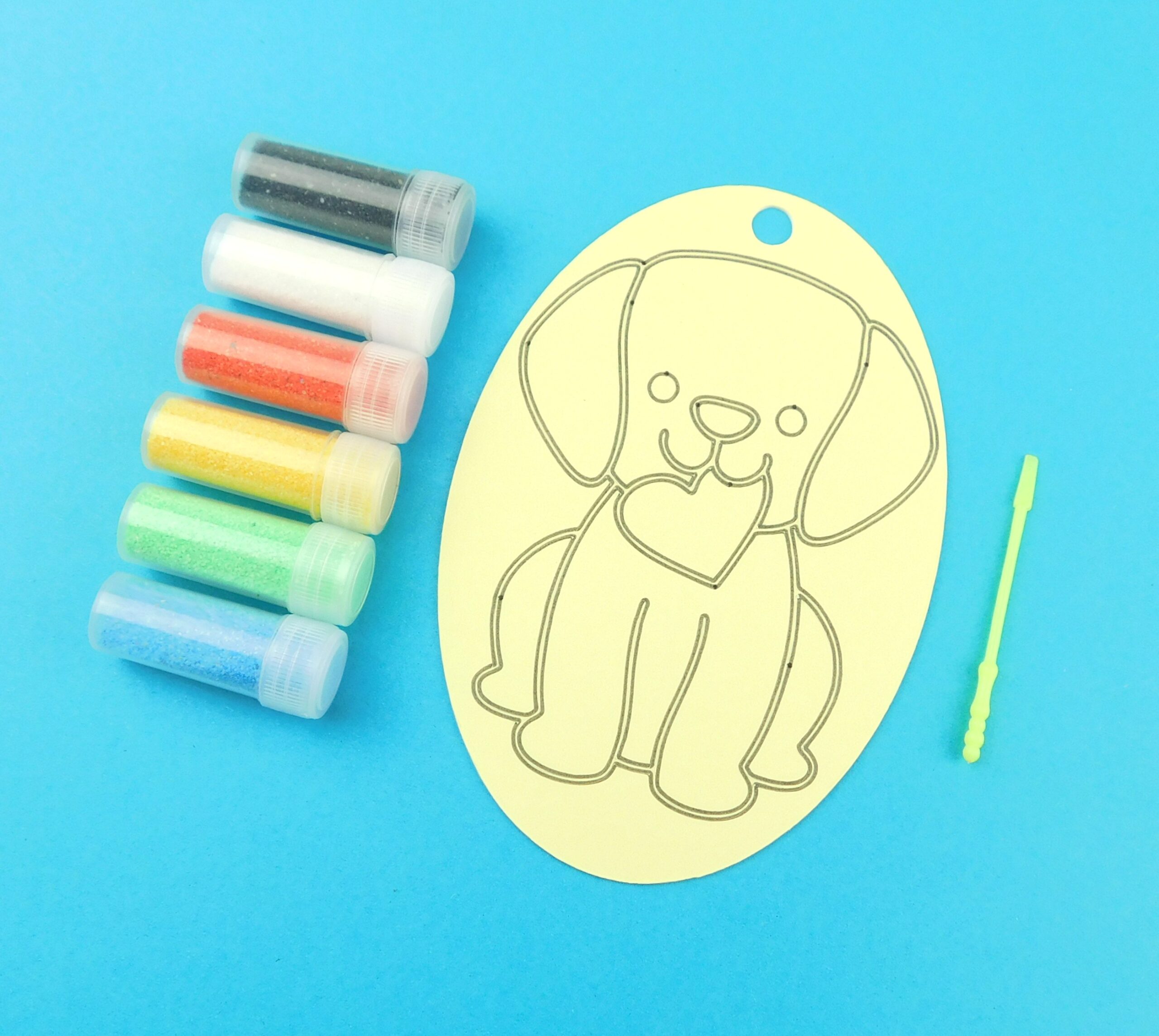 Oval Dog with Heart Sand Art Kit. - Image 2
