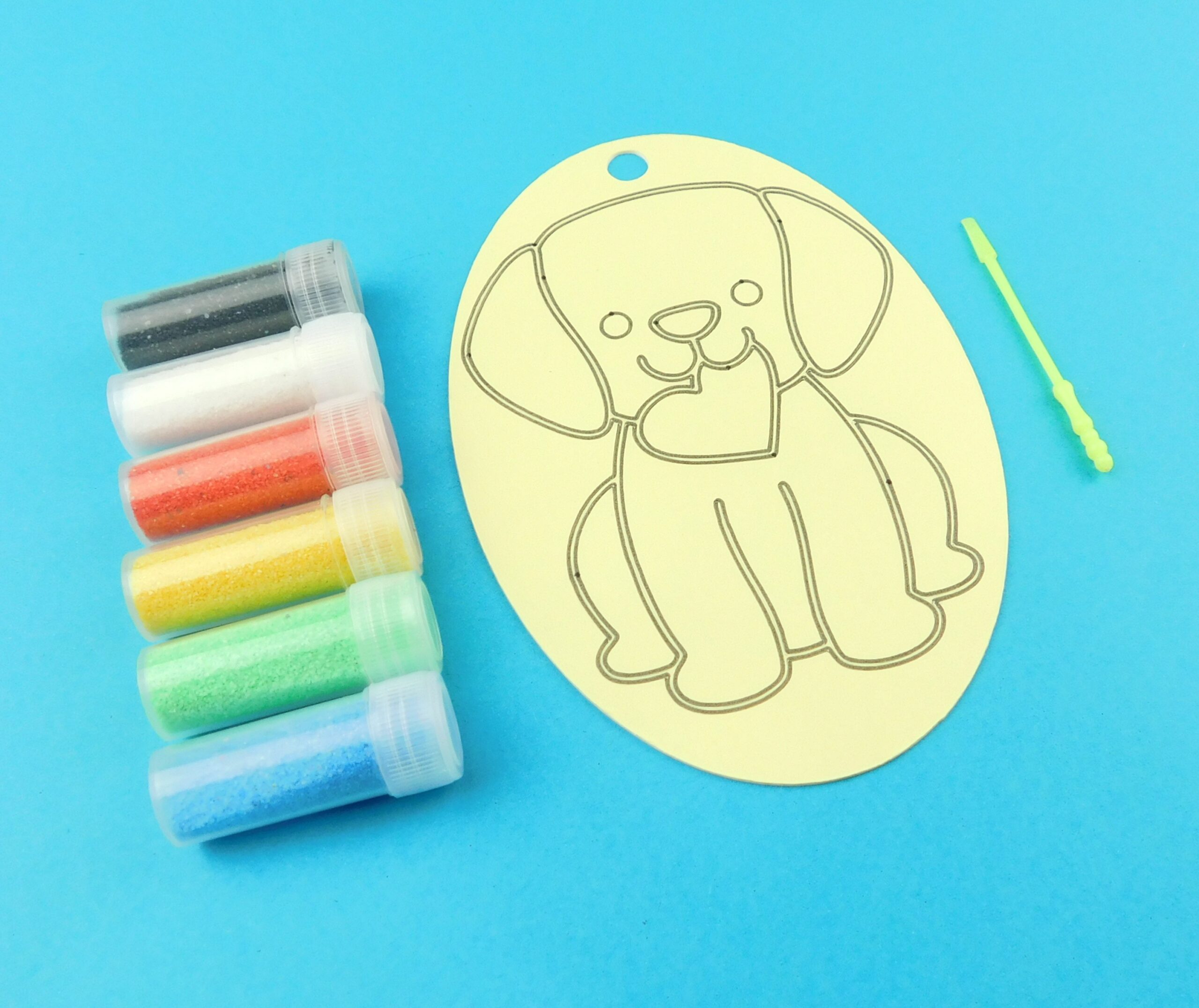 Oval Dog with Heart Sand Art Kit. - Image 3
