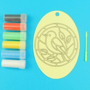 Oval Bird & Leaves Sand Art Kit.