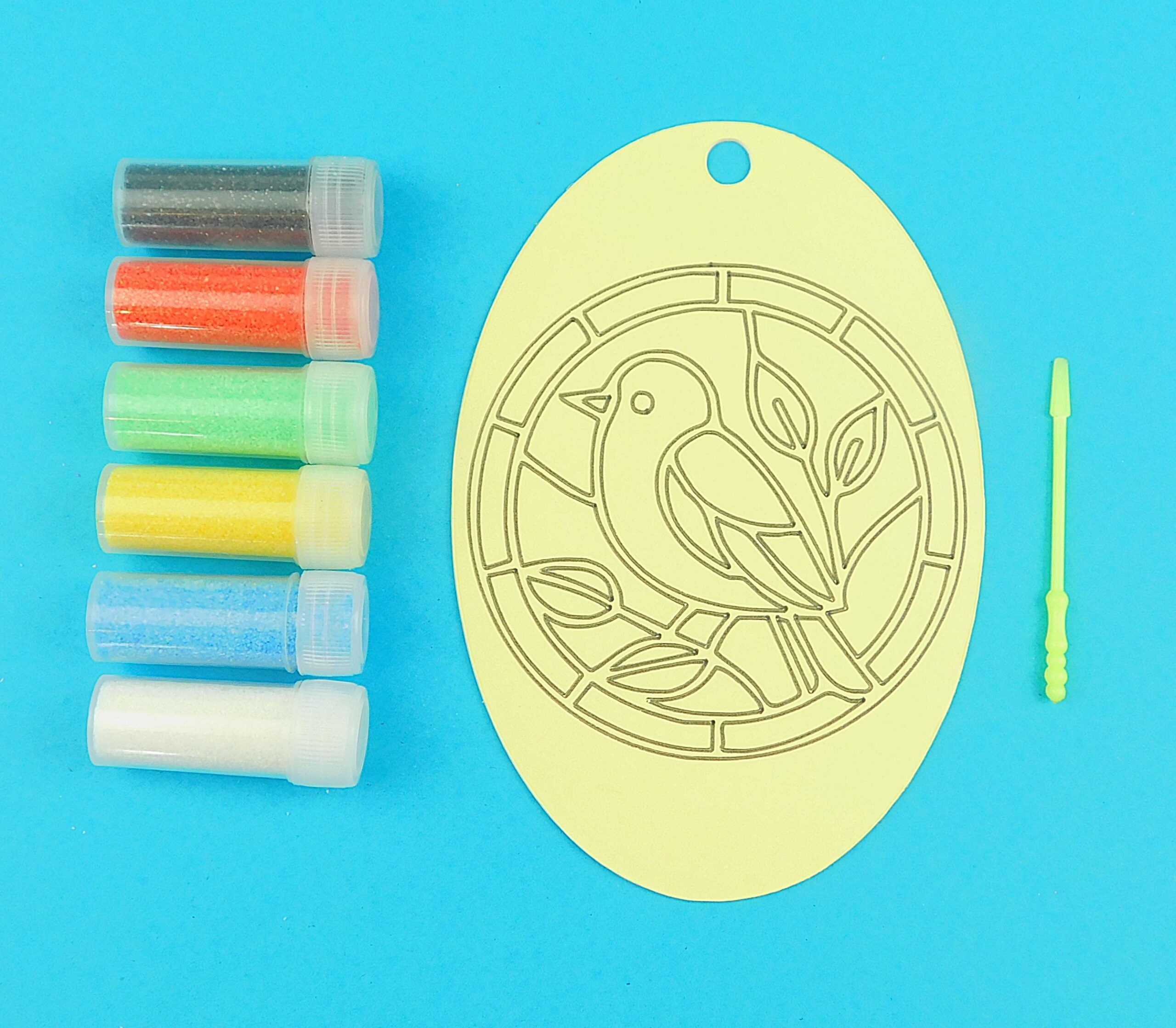 Oval Bird & Leaves Sand Art Kit.