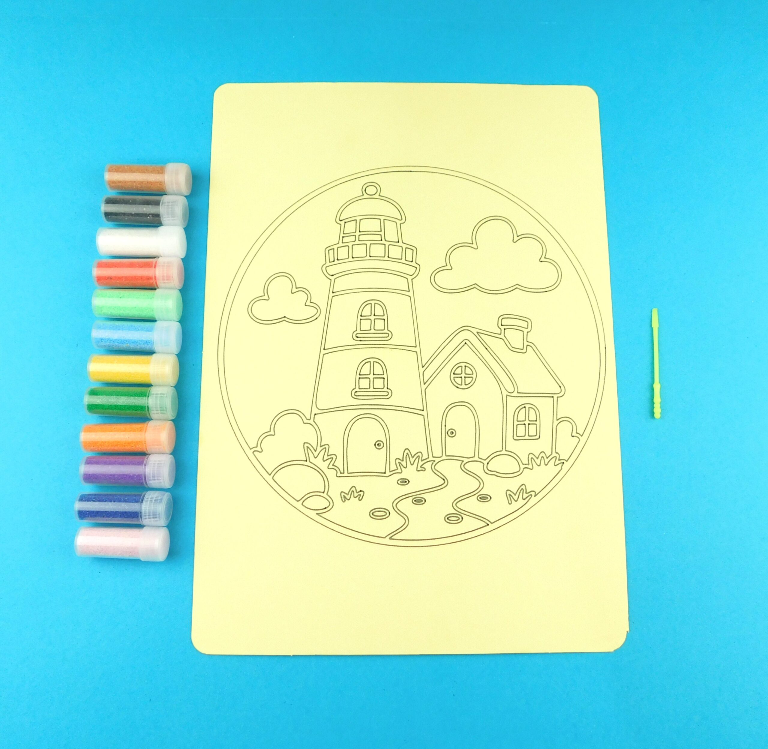 A4 Lighthouse and House Sand Art Kit
