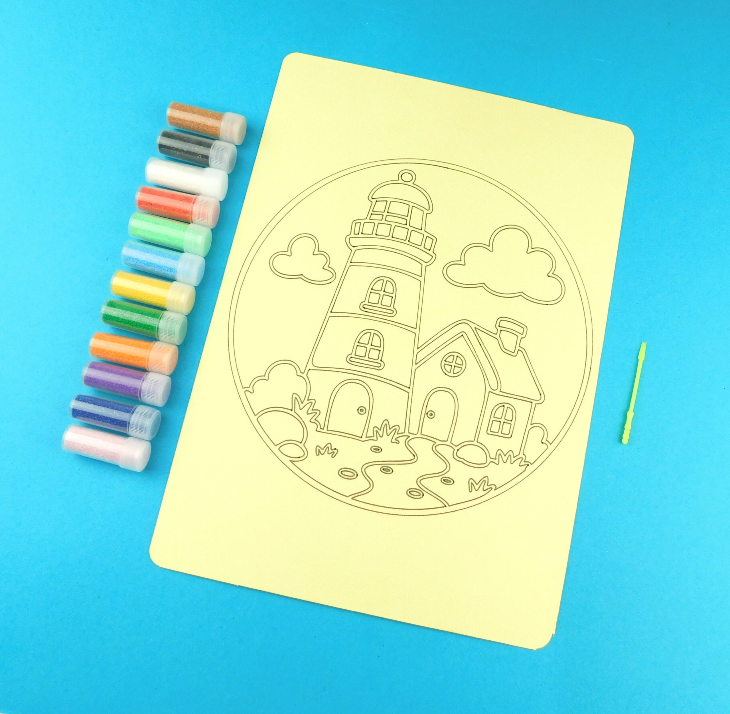 A4 Lighthouse and House Sand Art Kit - Image 2