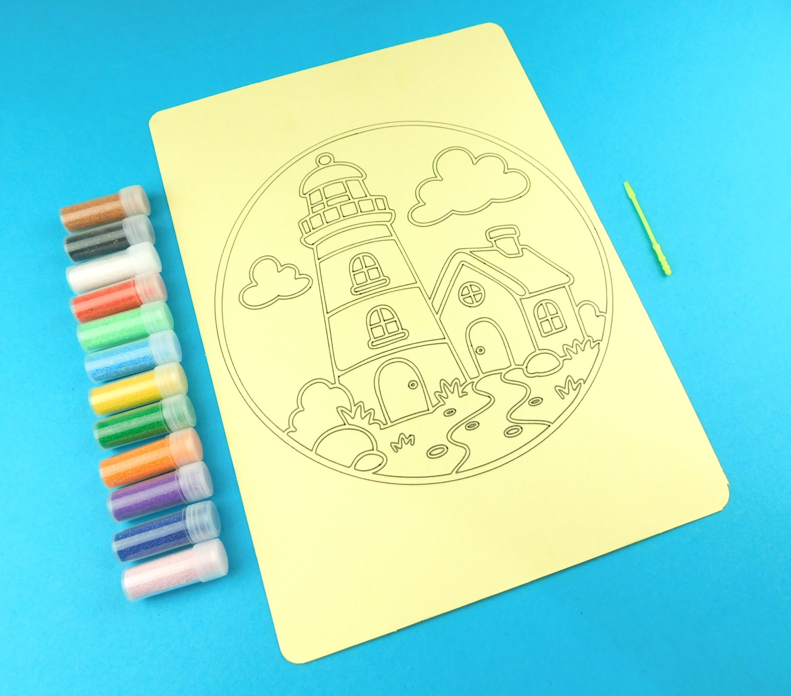 A4 Lighthouse and House Sand Art Kit - Image 3