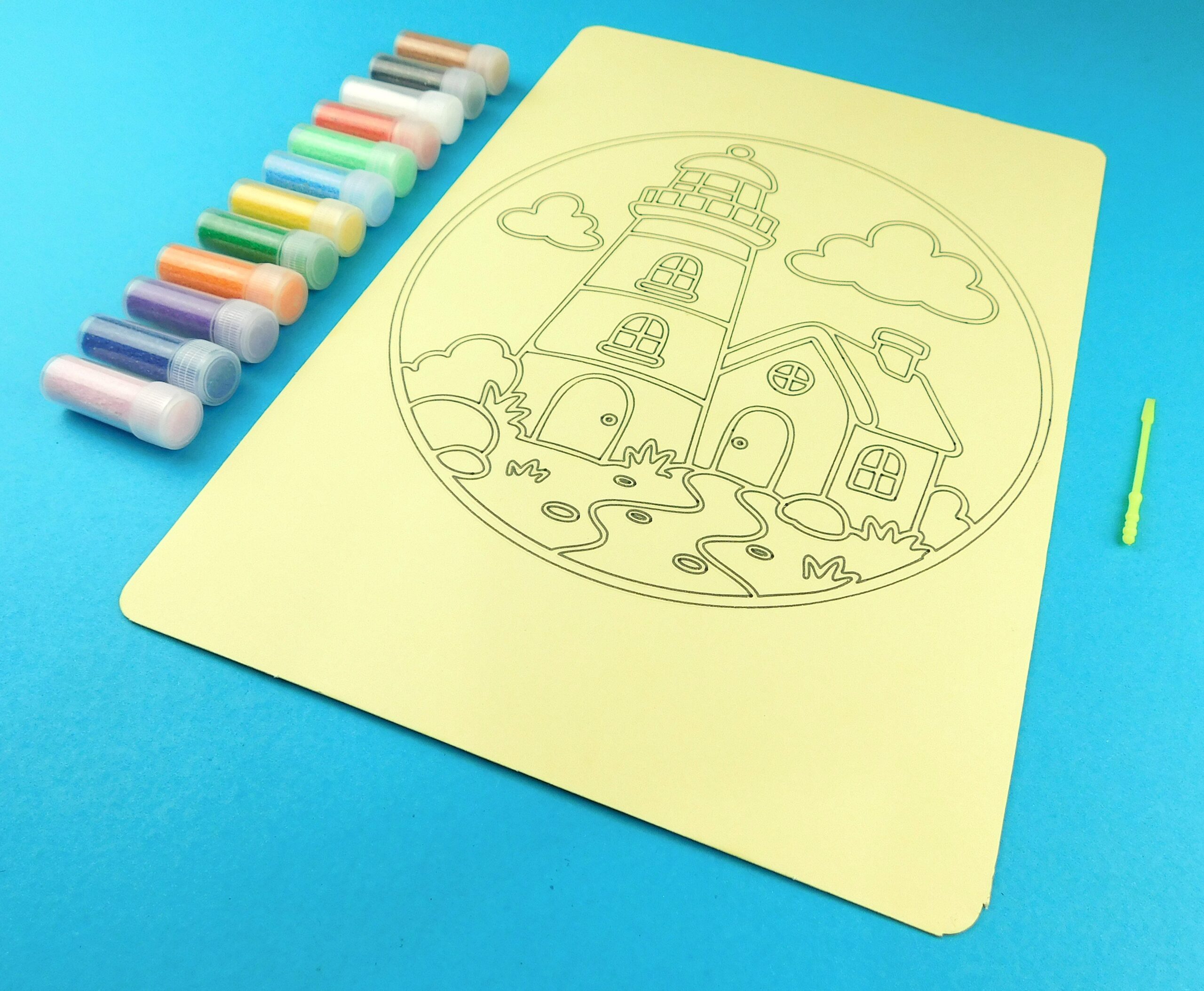 A4 Lighthouse and House Sand Art Kit - Image 5