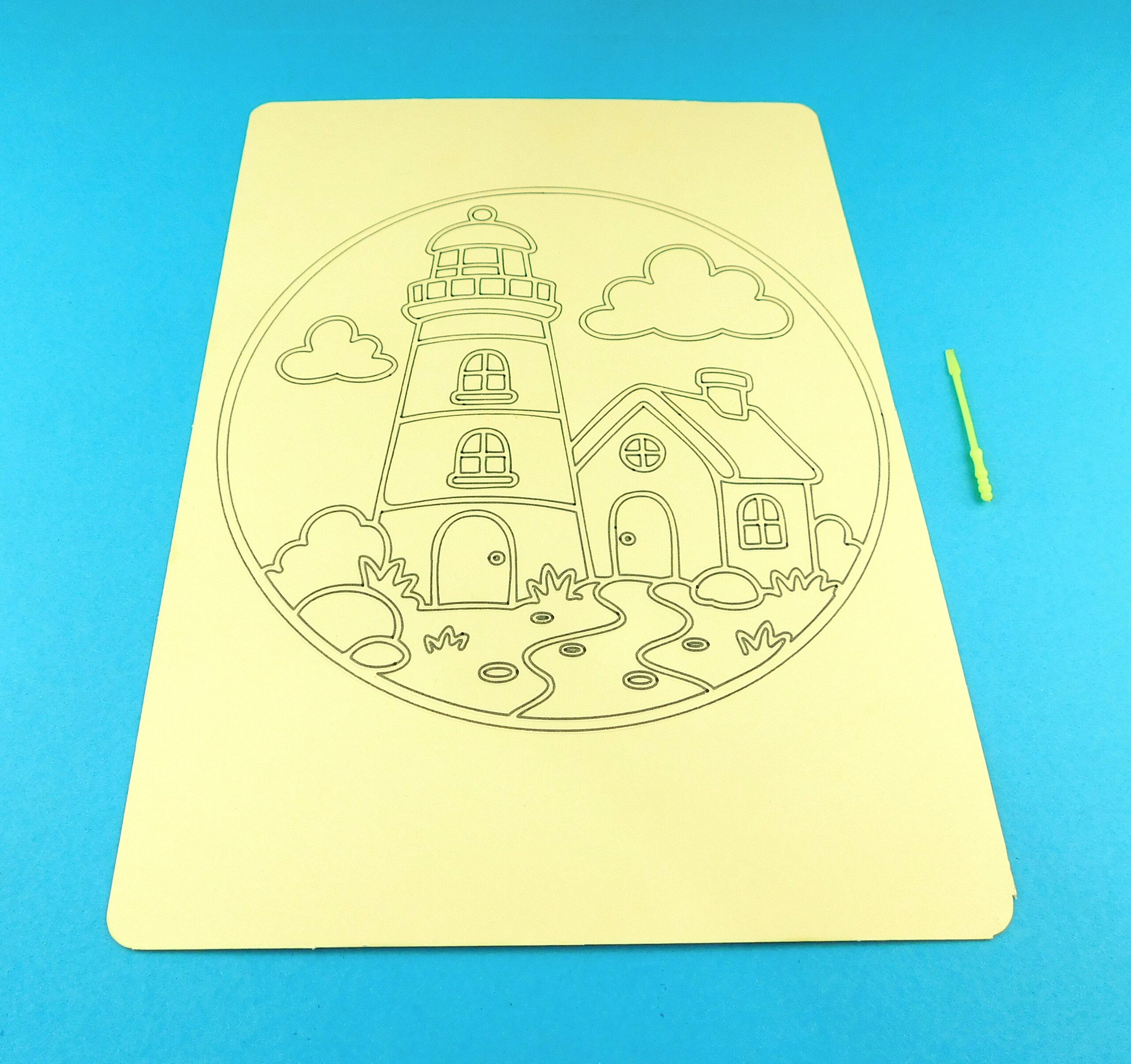 A4 Lighthouse and House Sand Art Kit - Image 9