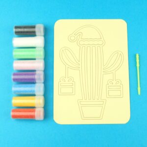 A6 Christmas Cactus with Gift Baubles Sand Art Kit